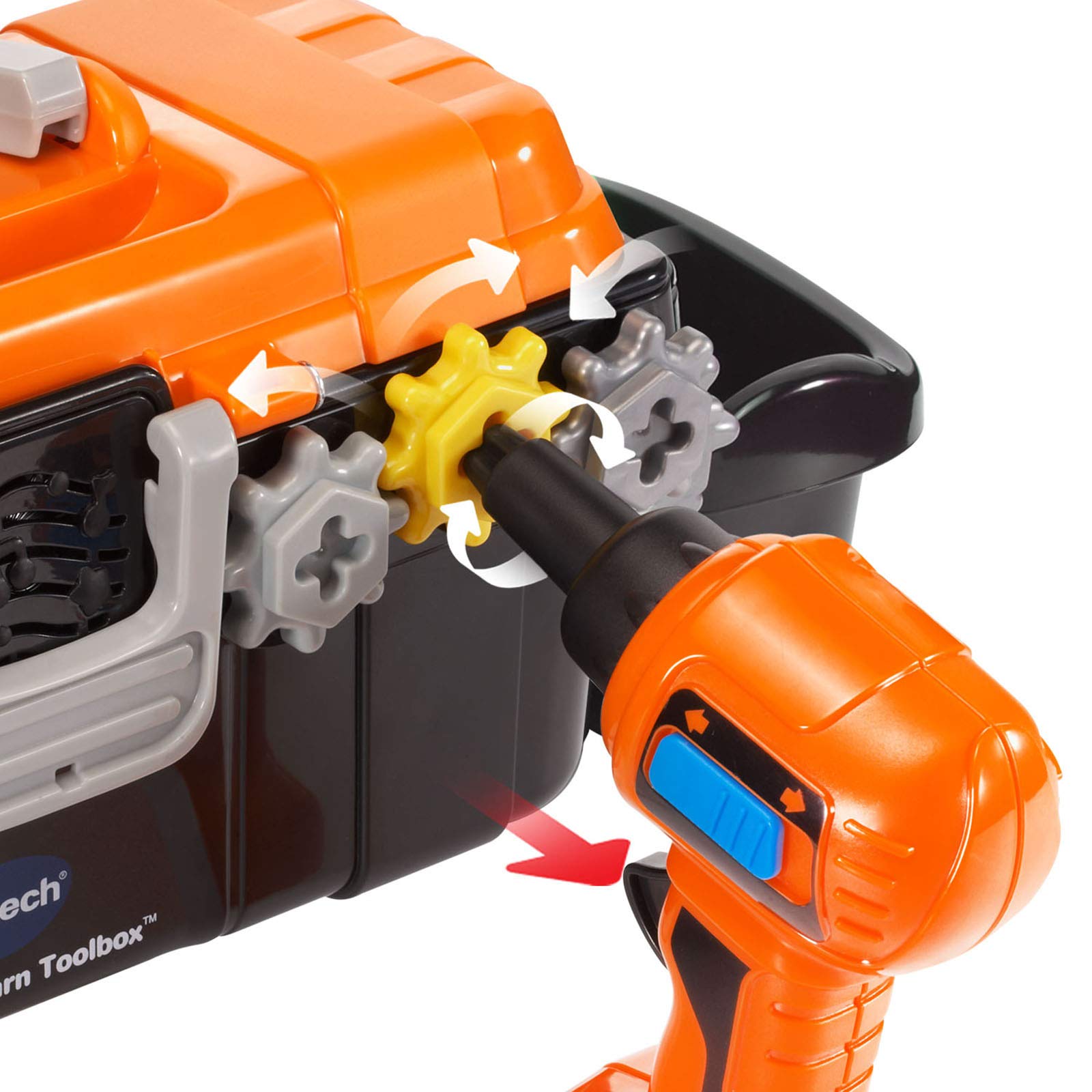 VTech Drill and Learn Toolbox - Interactive Learning Toy for Kids, Construction Pretend Play Set with Sounds & Lights, Educational STEM Toy for Toddlers & Preschoolers (Orange) - Perfect for Birthday Gifts & Indoor Playtime