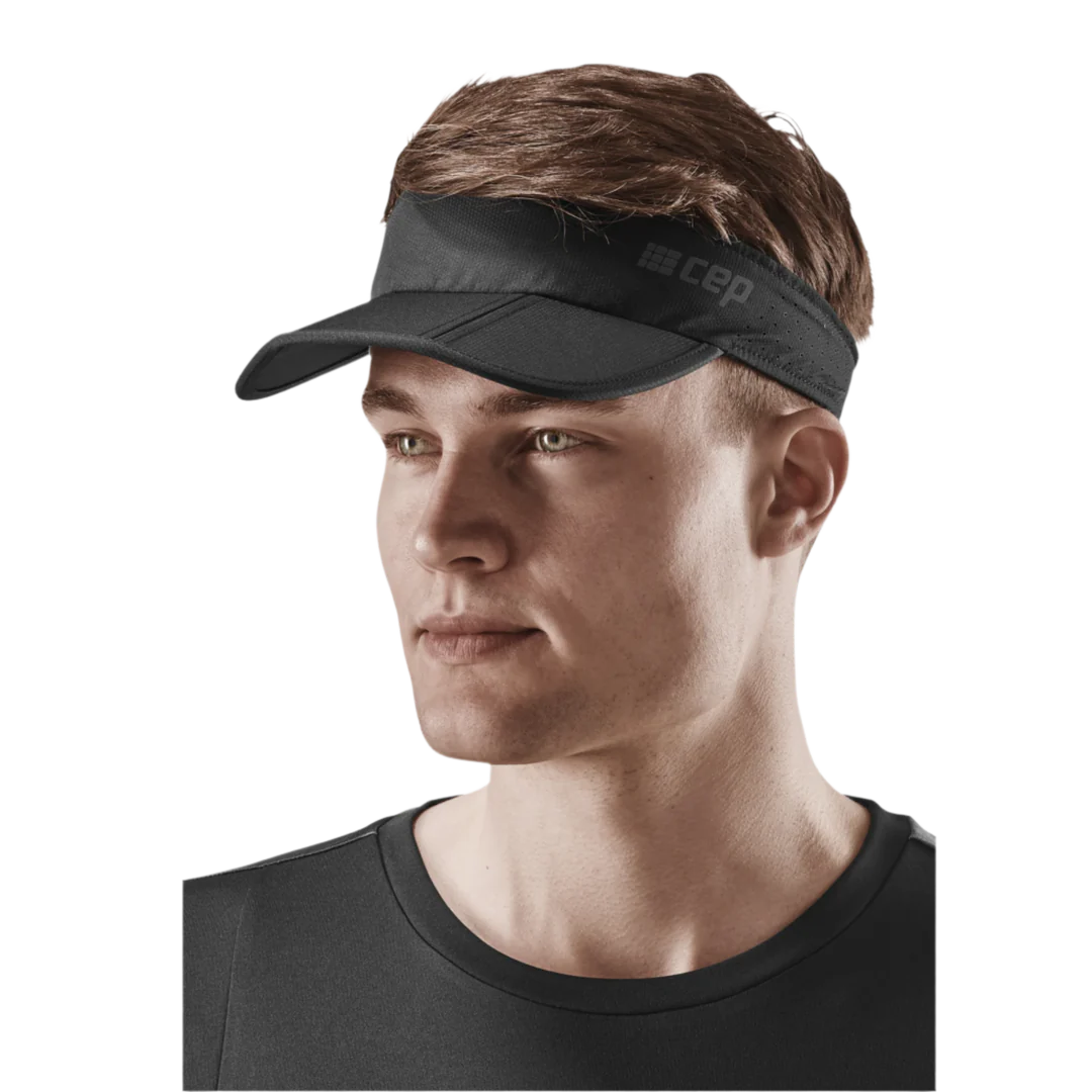 CEP Unisex Running Foldable Visor Cap - Black | Lightweight Adjustable Sun Protection for Men & Women | Perfect for Jogging, Hiking & Outdoor Sports