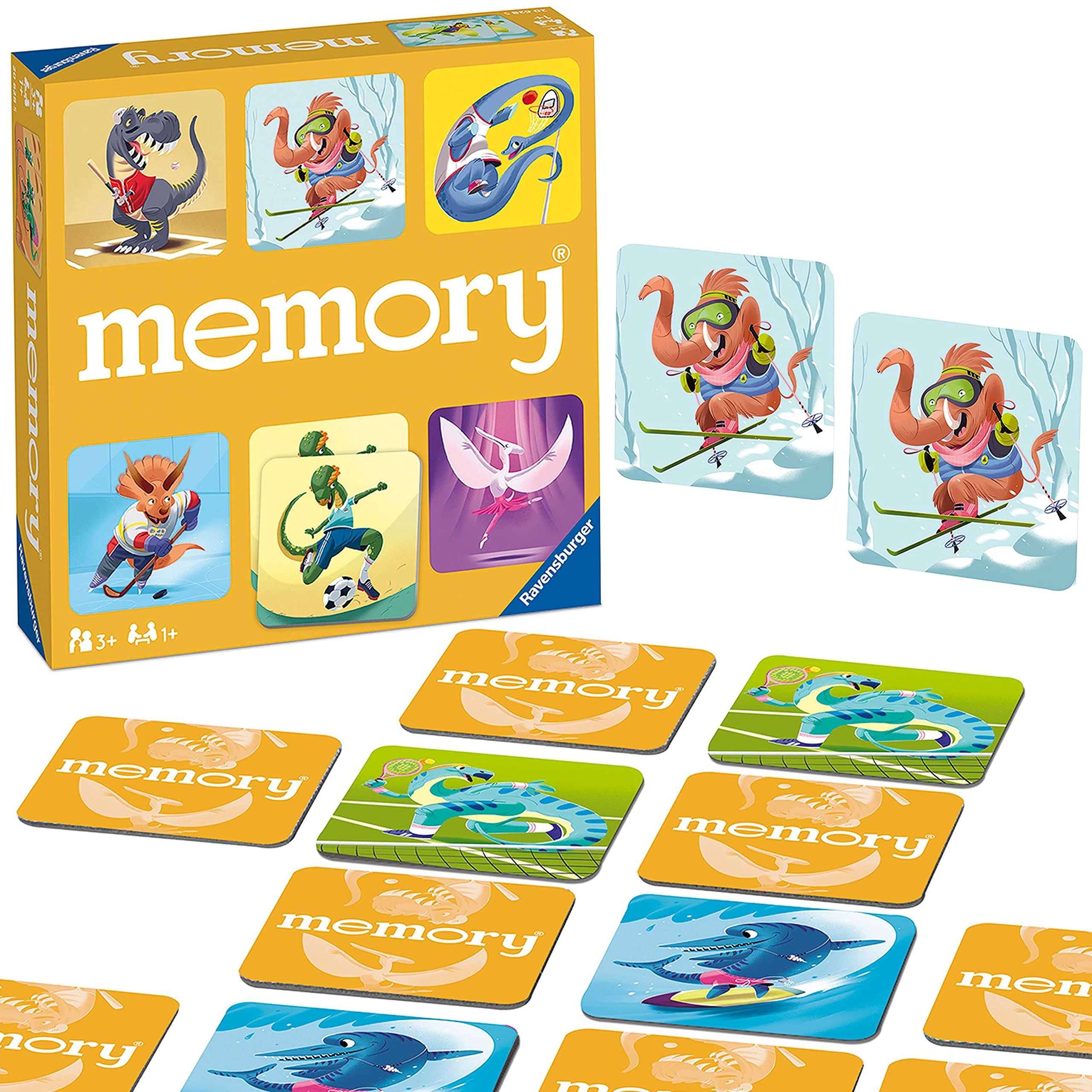 Ravensburger Dinosaur Sports Memory Game for Kids Ages 3-5 – Fun & Fast Dino Matching Game for Preschool Learning & Family Game Night