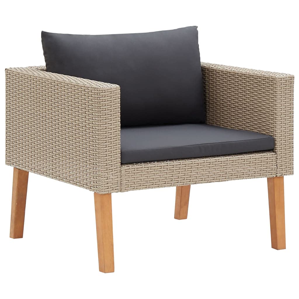 **Beige Poly Rattan Patio Sofa with Cushions - Outdoor & Indoor Seating Furniture for Backyard, Porch, Balcony, Garden - Perfect for Relaxing & Entertaining**