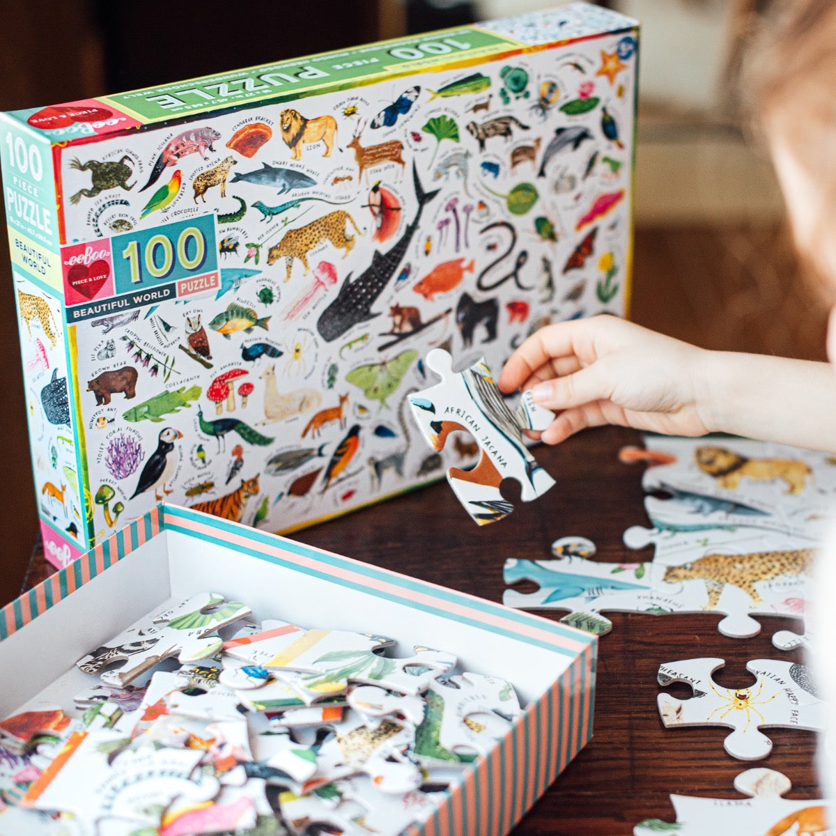 eeBoo Beautiful World 100 Piece Jigsaw Puzzle - Educational Toy for Kids, Family Game Night & Home Decor