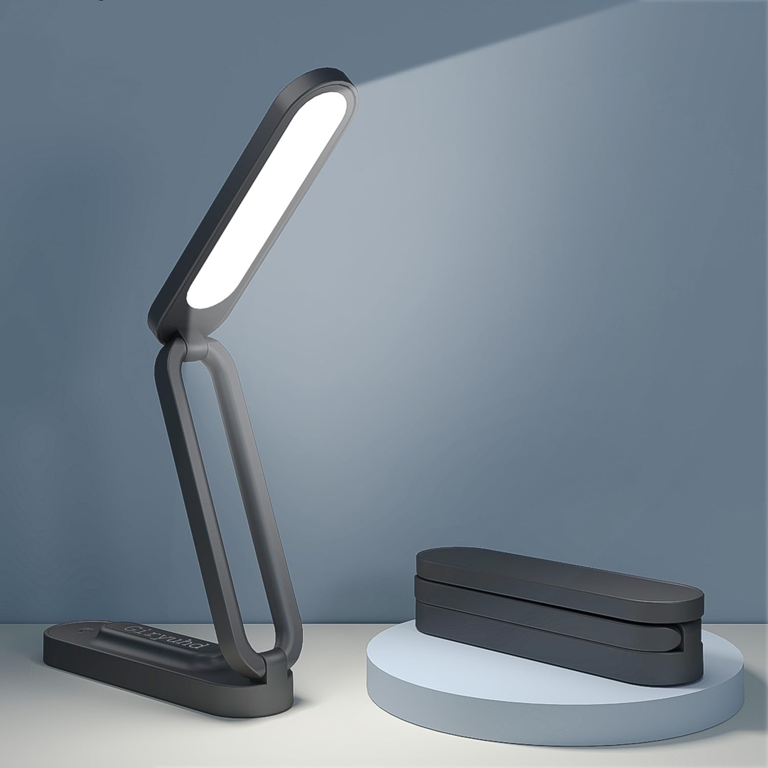 Rechargeable LED Desk Lamp with 3 Brightness Levels - Foldable & Portable Battery-Operated Light for Office, Home, Reading - Wireless Small Desk Light Strip (Black) | Perfect for Study, Work, Nightstand & Travel Use