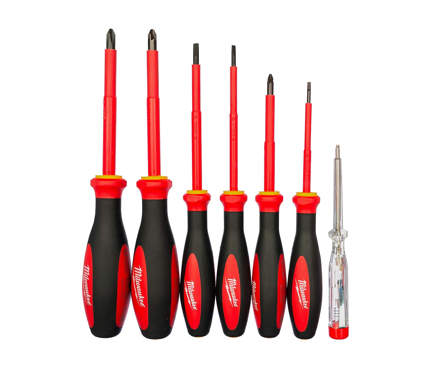 Milwaukee MW4932464067 10-Piece Screwdriver Set with Magnetic Tips - Durable Red Handles for Professional & DIY Use - Perfect for Home Repairs, Automotive Work, and Electronics Assembly