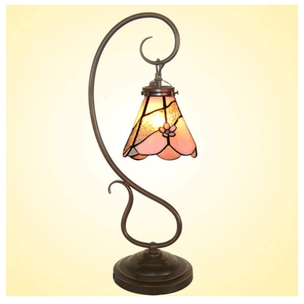 Vintage Tiffany Style Banker Lamp - 7 Inch European Pastoral Table Lamp for Bedroom, Study & Office - Classic Stained Glass Desk Lamp with Pull Chain (Color A) - Perfect for Reading, Decor & Gift Giving