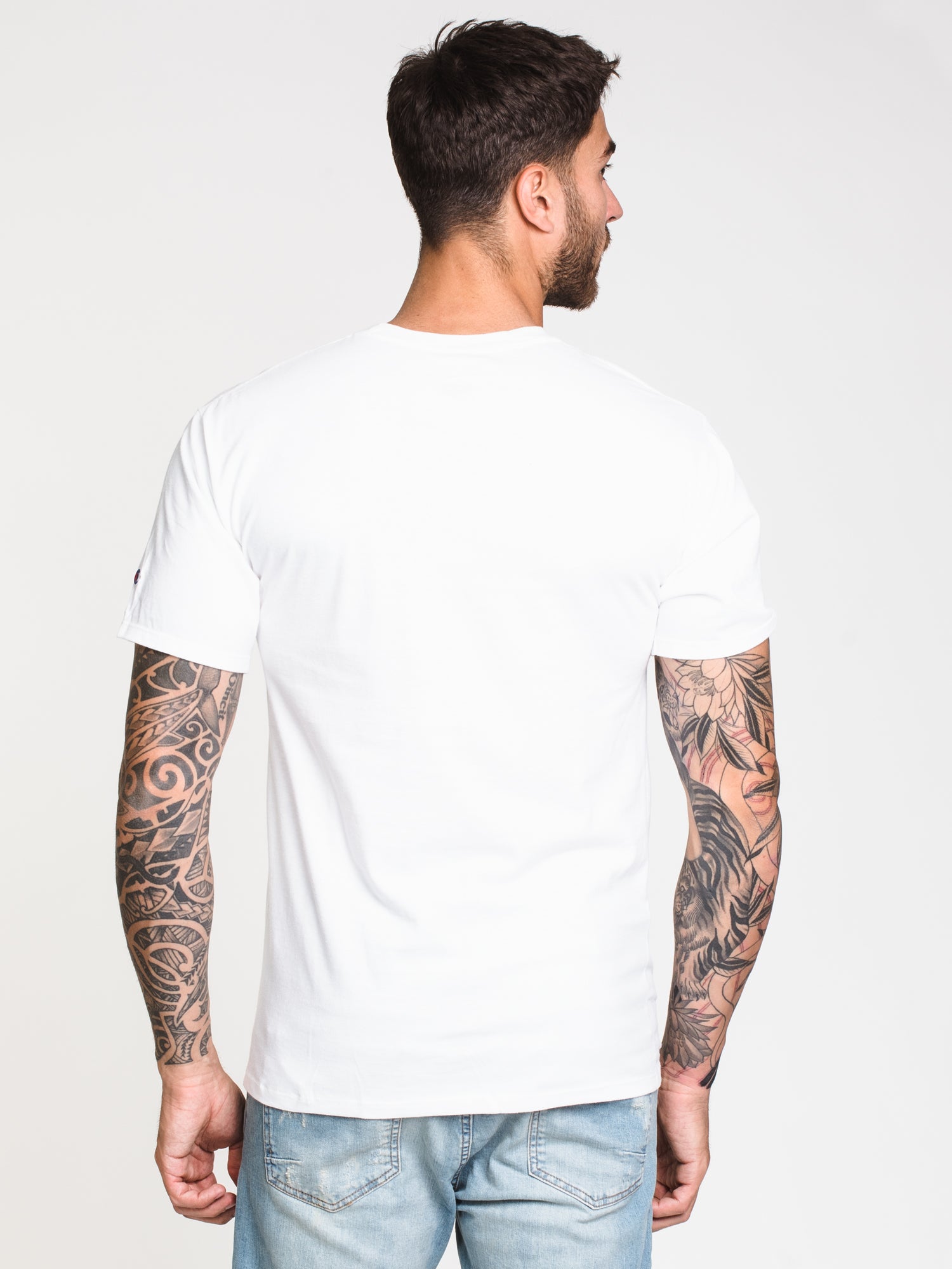 Champion Behind Script Short Sleeve T-Shirt for Men - Comfortable Cotton Tee for Casual Wear, Gym & Everyday Outfits - Clearance Sale
