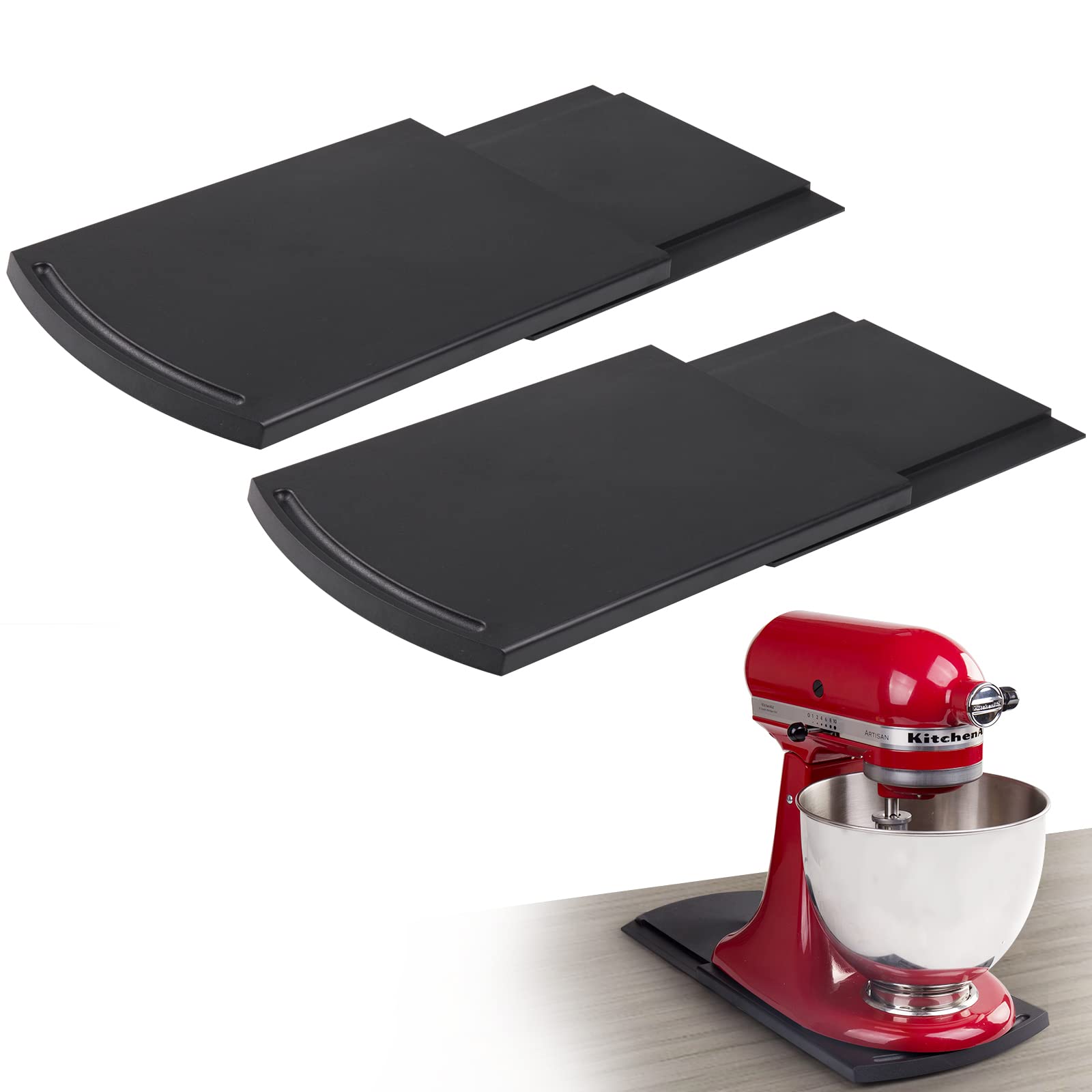 Bruvoalon Kitchen Appliance Sliding Tray - 2 Pack with Rolling Wheels for Coffee Maker, Toaster, Blender, Air Fryer & KitchenAid Mixer | Space-Saving Countertop Organizer for Small Kitchens & Coffee Stations