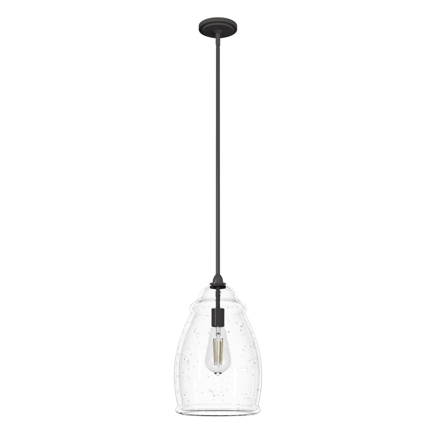 Dunshire 10 Inch Clear Seeded Glass Curved Vase Pendant Light - Elegant Home Decor for Living Room, Dining Room, or Entryway Lighting