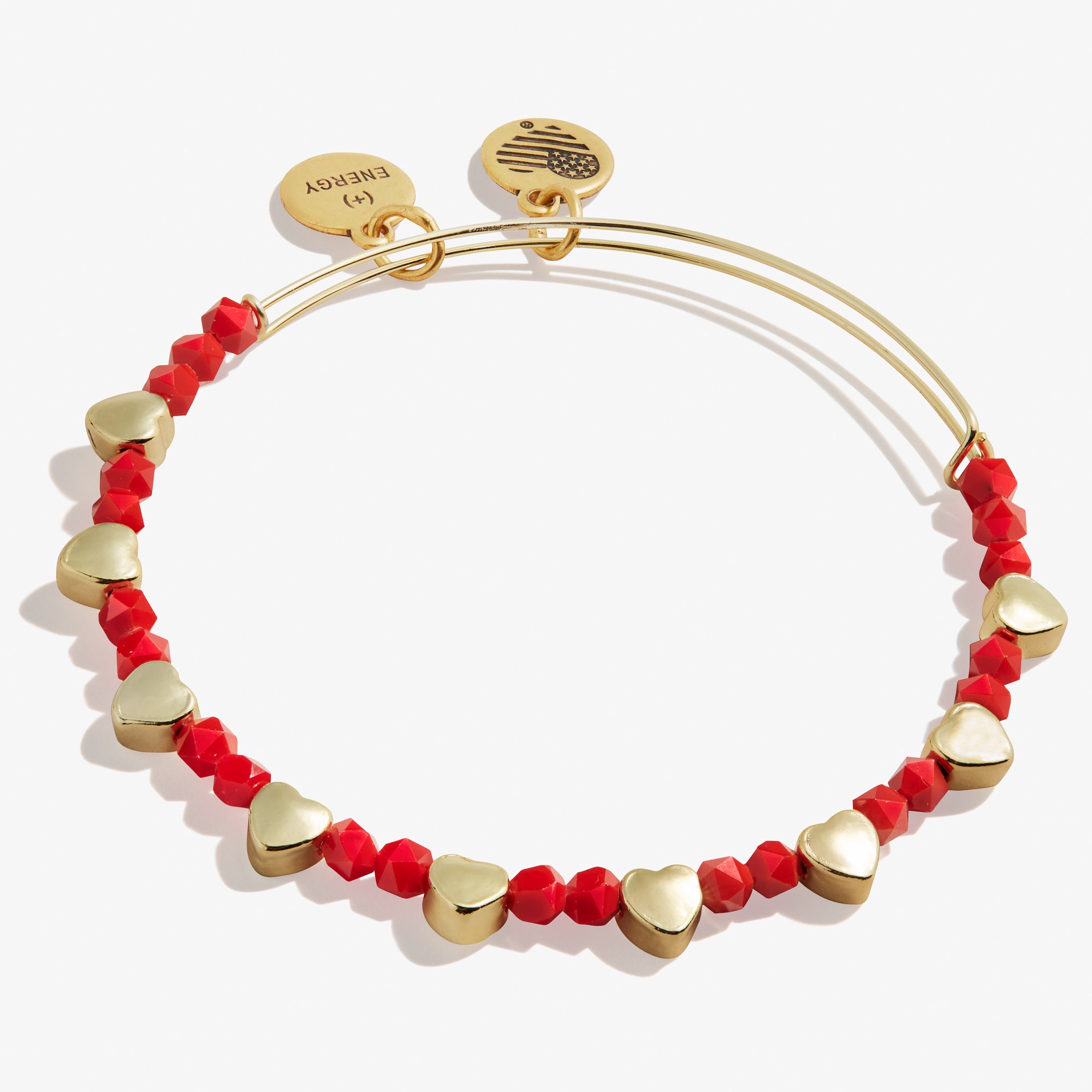 Red Heart Beaded Bangle Bracelet for Women - Elegant Fashion Jewelry Gift for Valentine's Day, Anniversary & Romantic Occasions