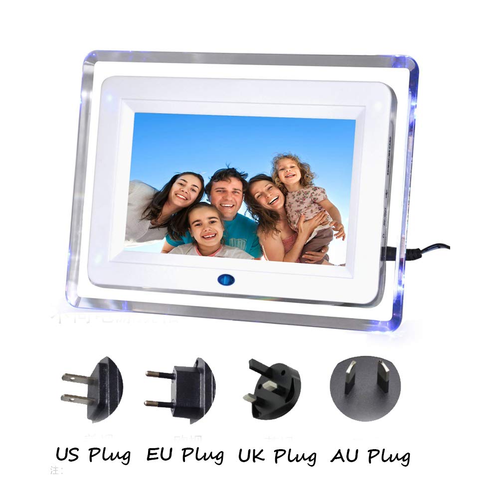 7 Inch Digital Photo Frame with USB Port - HD 16:9 Widescreen Display, Supports MP3/MP4 Videos, Clock & Calendar Functions, Includes Remote Control (Black, US Plug) - Perfect for Home Decor, Office Display, and Gift Giving