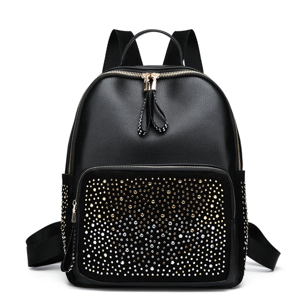 Stylish Women's Leather Backpack Purse - Fashionable Rucksack with Rivet Details, Shoulder Bag & Tote for Daily Use, Work, Travel & College | Alovhad Ladies Daypack