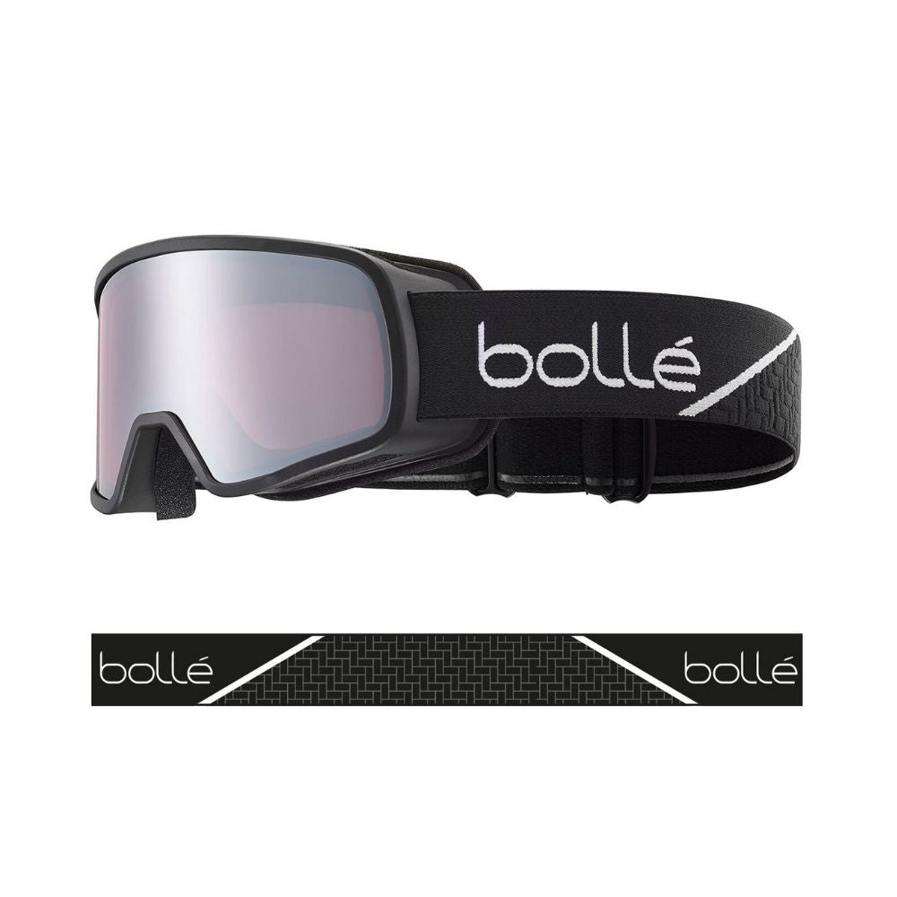 Bolle Nevada Jr Ski Goggles for Kids 8-14 Years - Black Matte Frame with Vermilion Gun Cat.2 Lens - Anti-Fog UV Protection for Snowboarding & Winter Sports