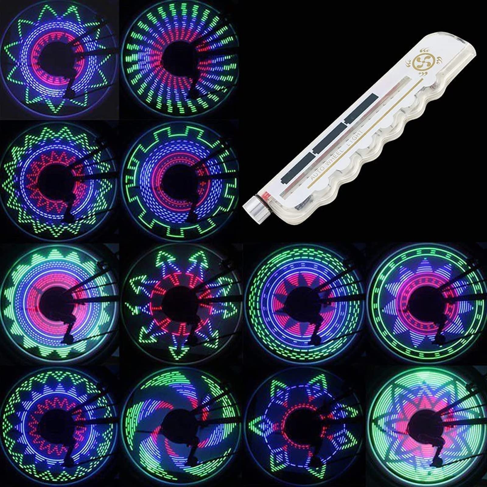 Bright LED Bike Wheel Lights - Waterproof Bicycle Tire Valve Cap Lights with 32 Patterns, Auto & Manual Dual Switch for Road Bikes | Night Cycling Safety & Cool Decoration for Commuting, Night Rides & Outdoor Adventures