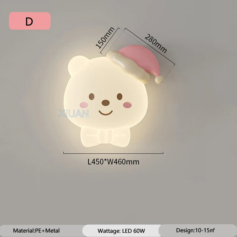 Bear Sleeping in Moon LED Ceiling Light - Cute Night Light for Kids Bedroom & Nursery - Perfect for Bedtime Stories & Relaxing Ambience