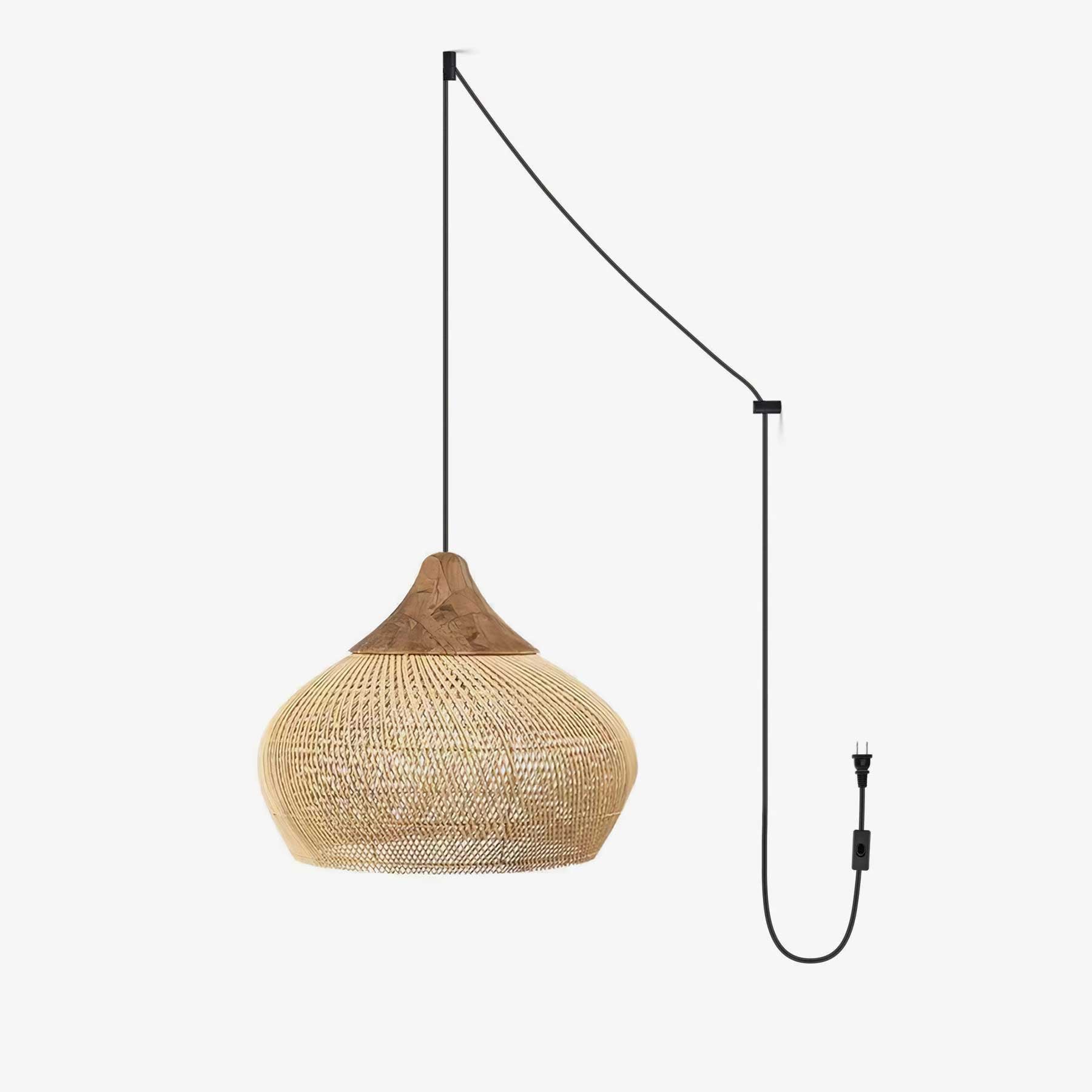 Handwoven Rattan Pendant Light - Natural Boho Ceiling Lamp for Living Room, Bedroom, or Patio Decor