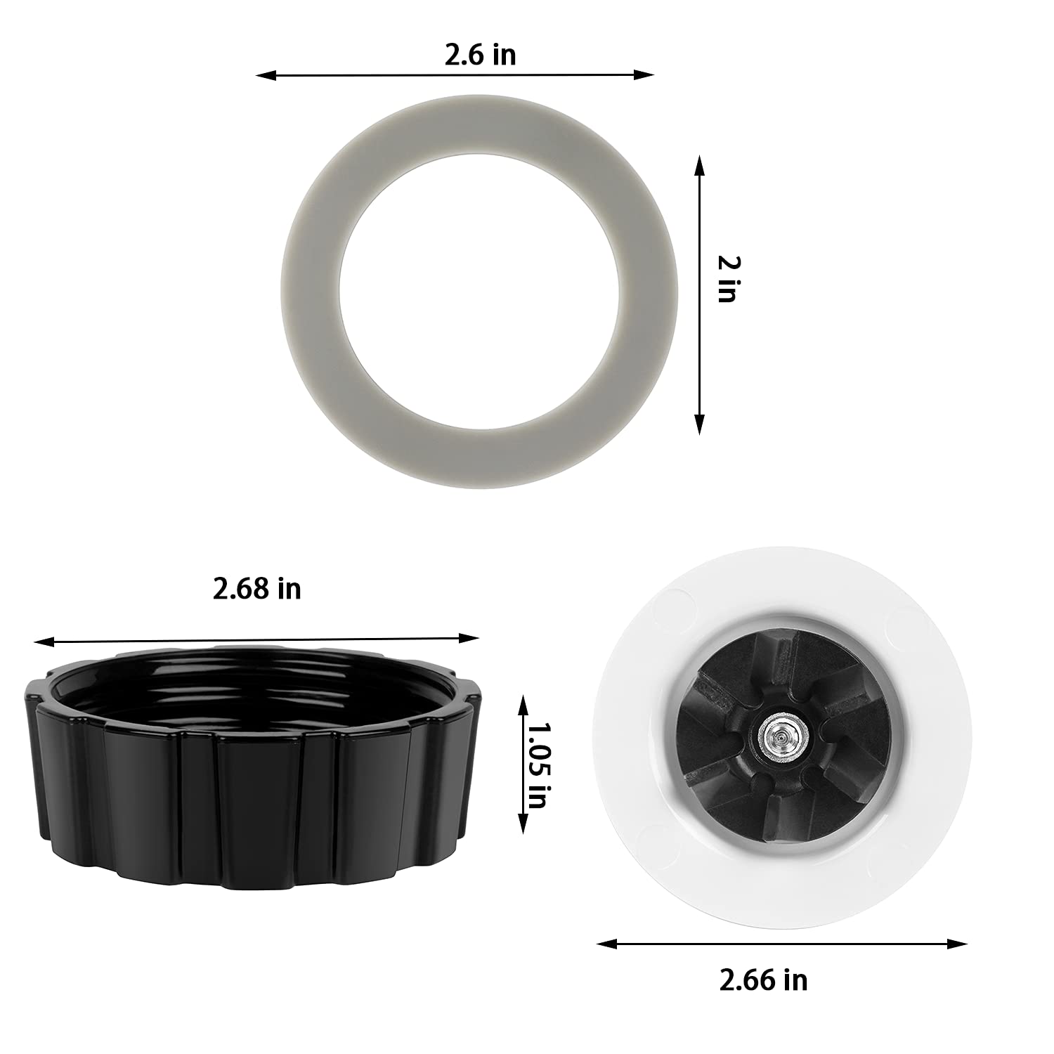 Hamilton Beach Blender Replacement Parts - Blades, Gasket, Base Cap & 2 Rubber O-Rings | Durable Accessories for Smooth Blending | Perfect for Home Kitchens & Smoothie Shops