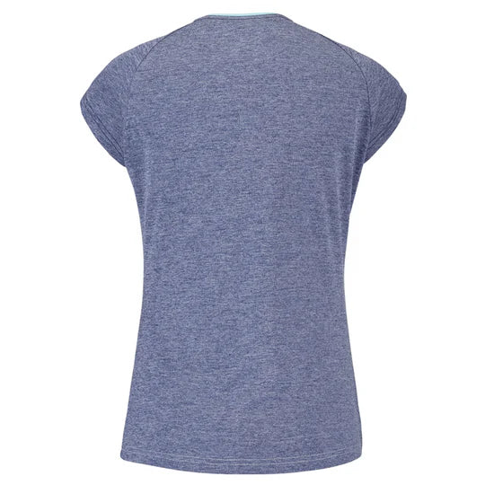 Babolat Play Cap Sleeve Women's Tennis Top 1079 - White/Blue Heather - Breathable Workout Shirt for Tennis & Active Lifestyle