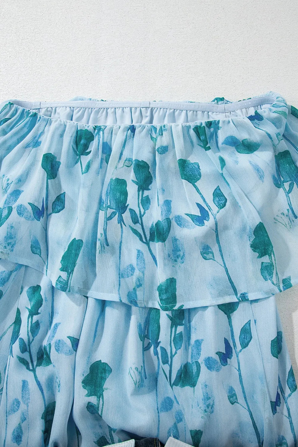 Blue Floral Print Ruffled Side Slit Tube Top Maxi Dress for Women | Summer Beach Party & Boho Chic Outfit | Perfect for Vacations, Weddings & Date Nights