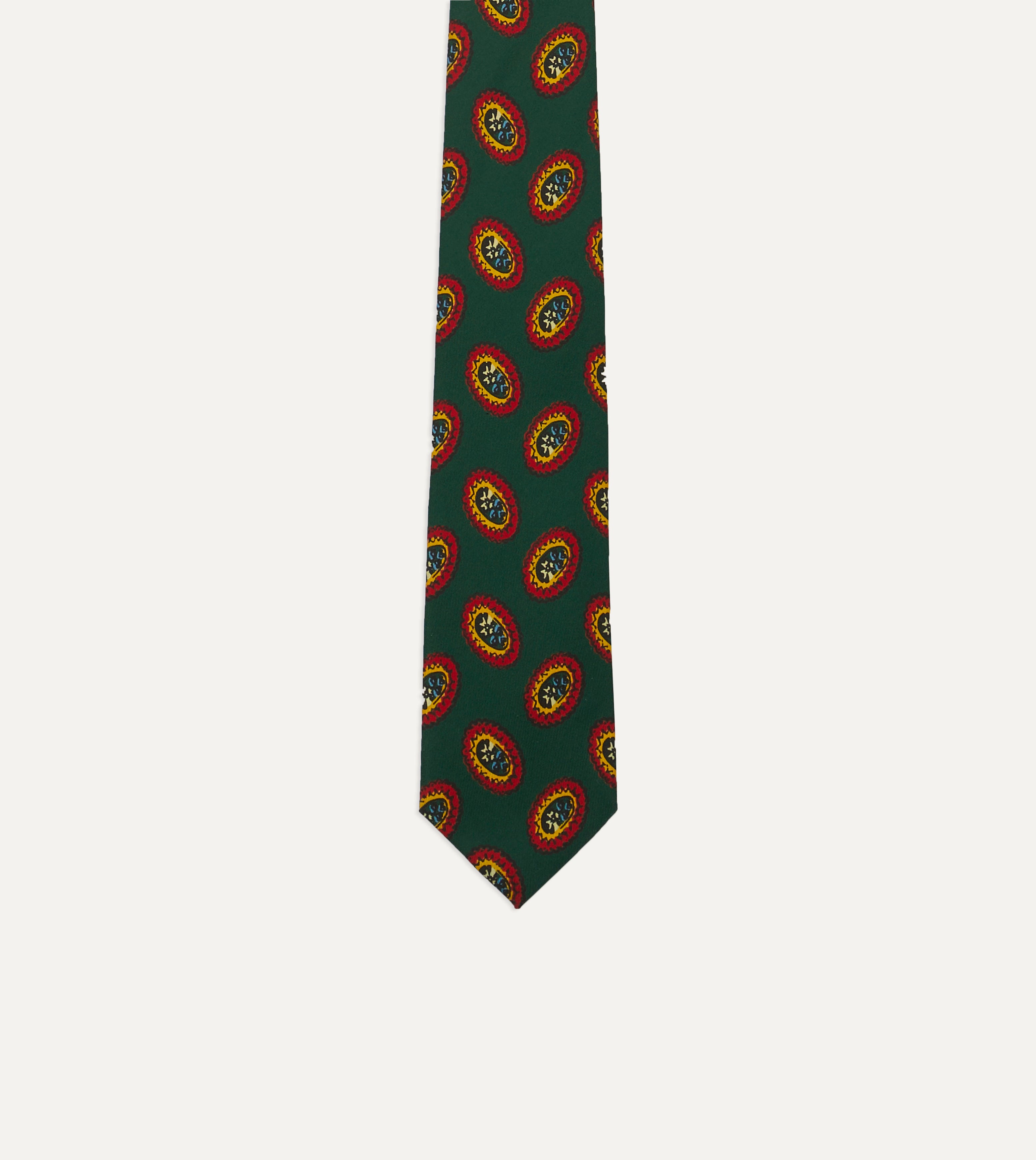 Elegant Green Oval Medallion Print Silk Necktie - Perfect for Business Meetings, Weddings & Formal Events