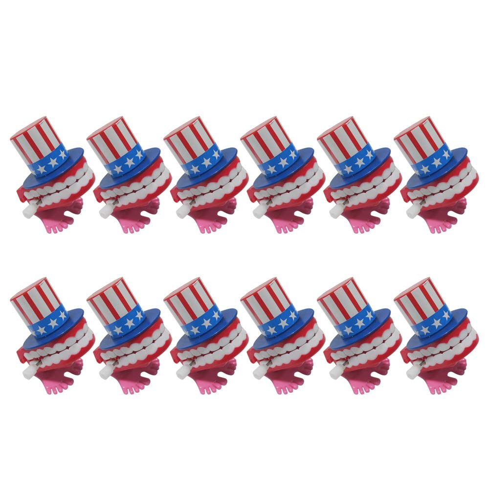 VALICLUD 12PCS Wind Up Toys - Silly Walking Chattering Vibrating Teeth with Feet, Novelty Amusing Gifts for Kids, Perfect for July 4th Celebrations, Toddler Birthday Parties & Classroom Rewards