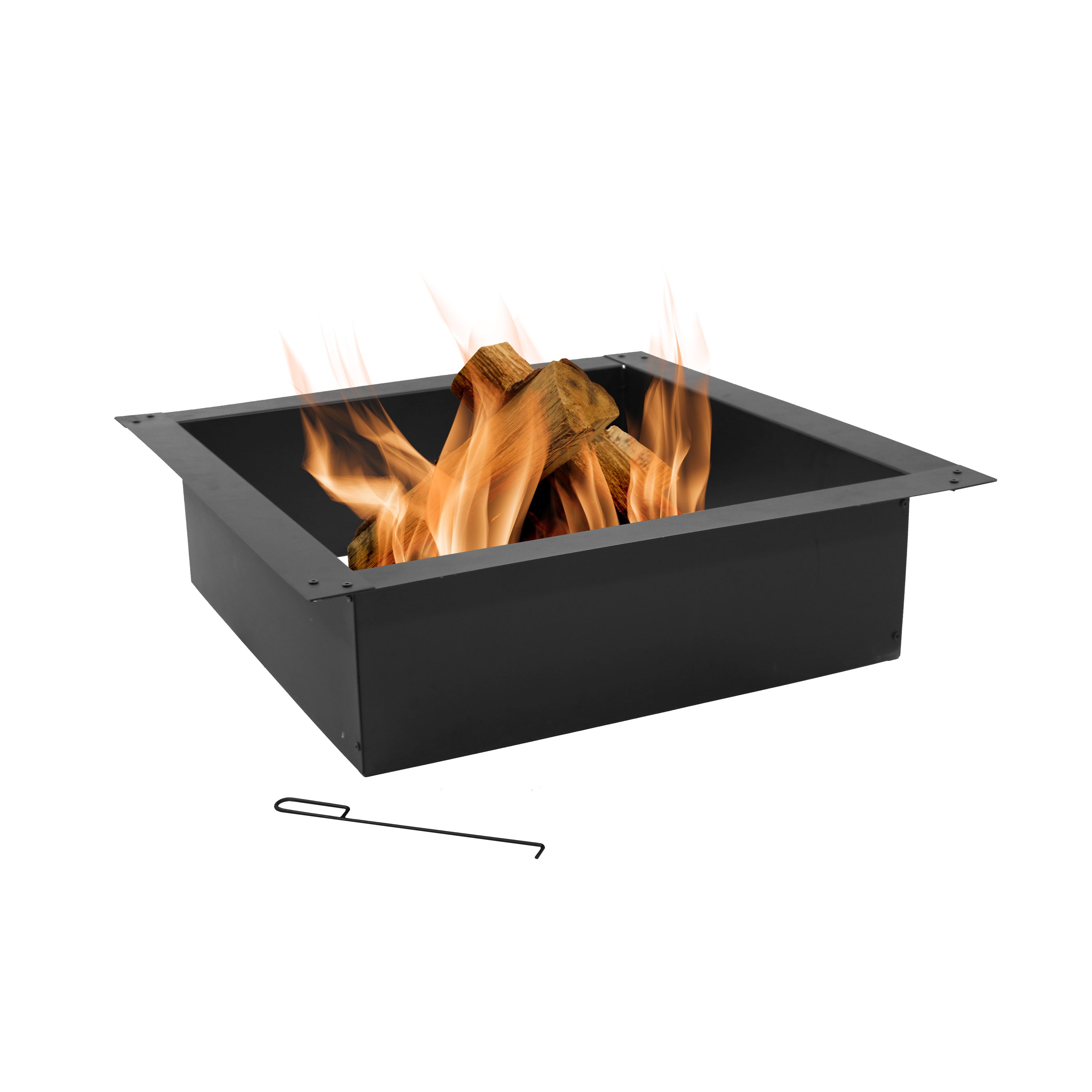 Heavy Duty Steel Square Fire Pit Insert - Durable Outdoor Fire Pit for Backyard, Patio, and Camping - Perfect for Roasting Marshmallows and Warm Gatherings