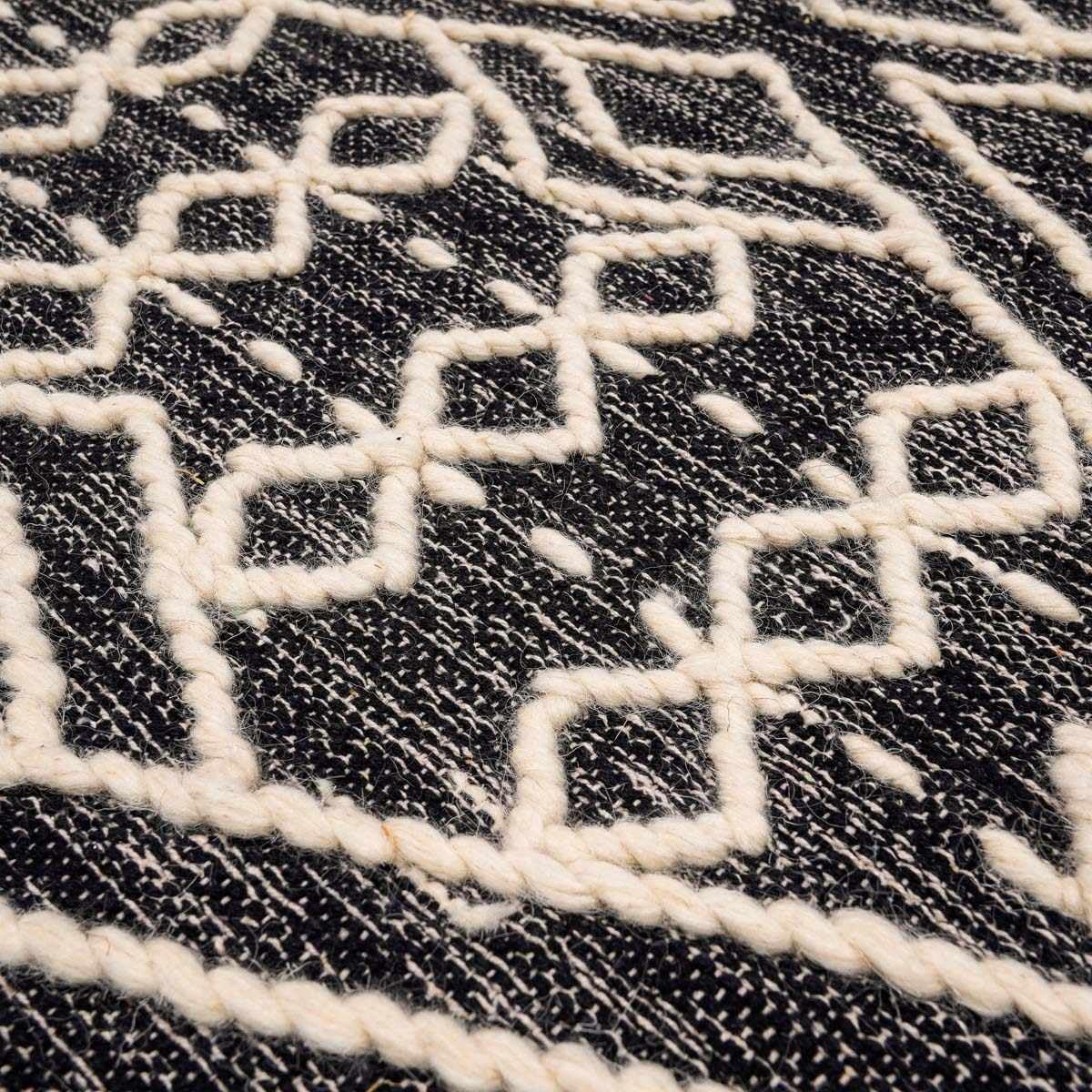 Bohemian Area Rug 8' x 10' - Hauteloom Skedee Handwoven Living Room & Bedroom Rug in Black & Beige - Perfect for Boho Chic Decor, Cozy Home & Modern Interior Design