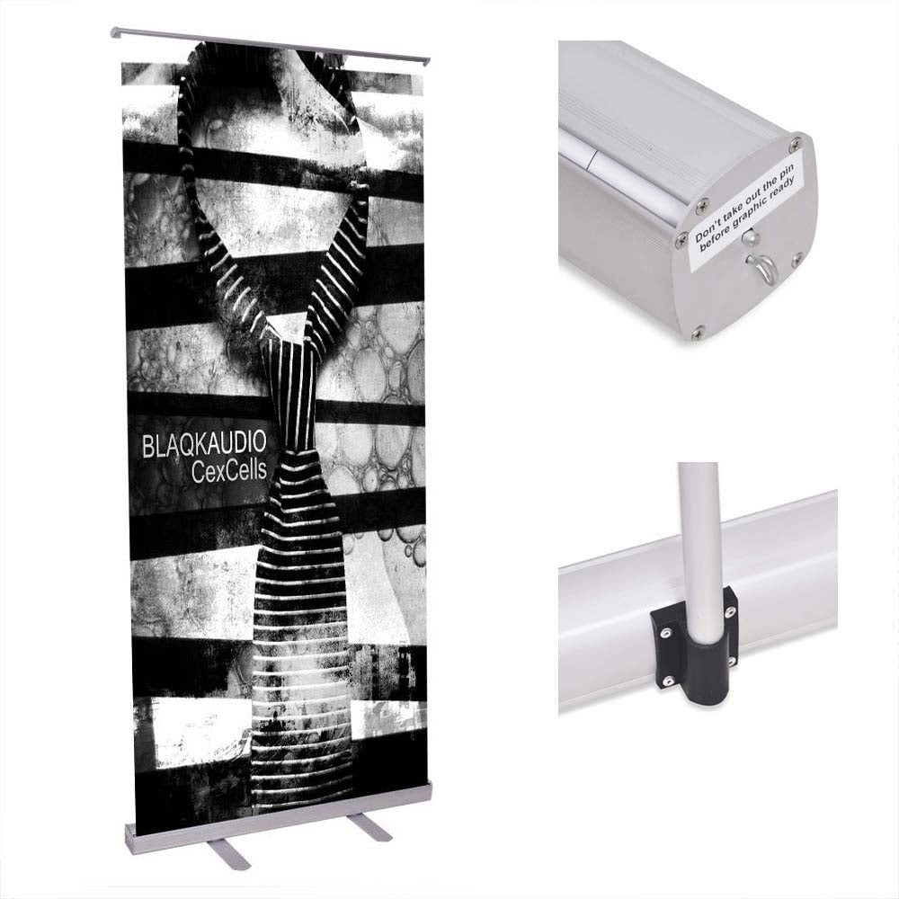 TheLAShop 32 x 79 Inch Retractable Banner Stand - Portable Telescopic Roll Up Display for Trade Shows, Events & Retail Advertising