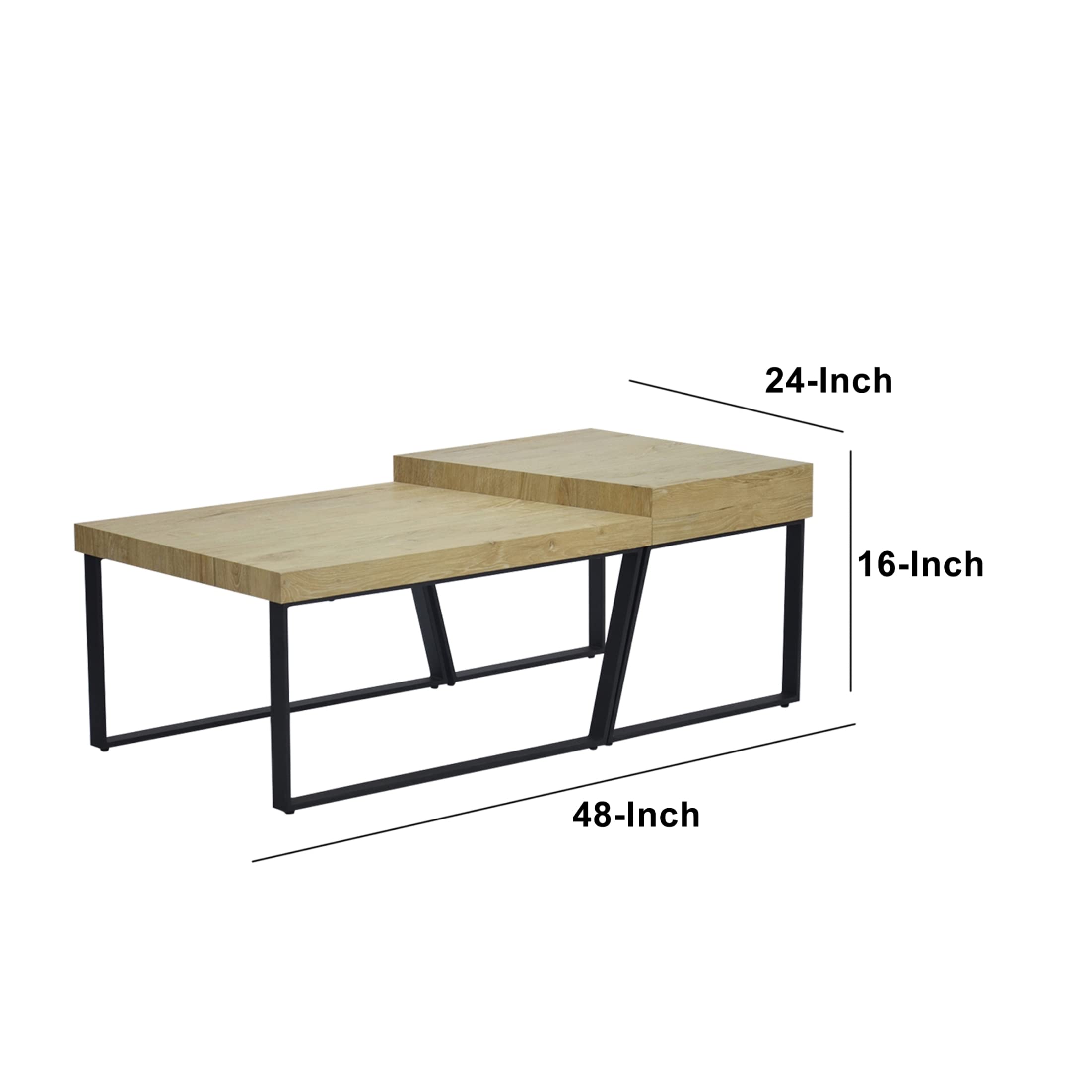 Modern Rectangular Wooden Coffee Table with Metal Frame - Stylish & Durable Living Room Furniture for Small Spaces, Apartments, and Home Decor
