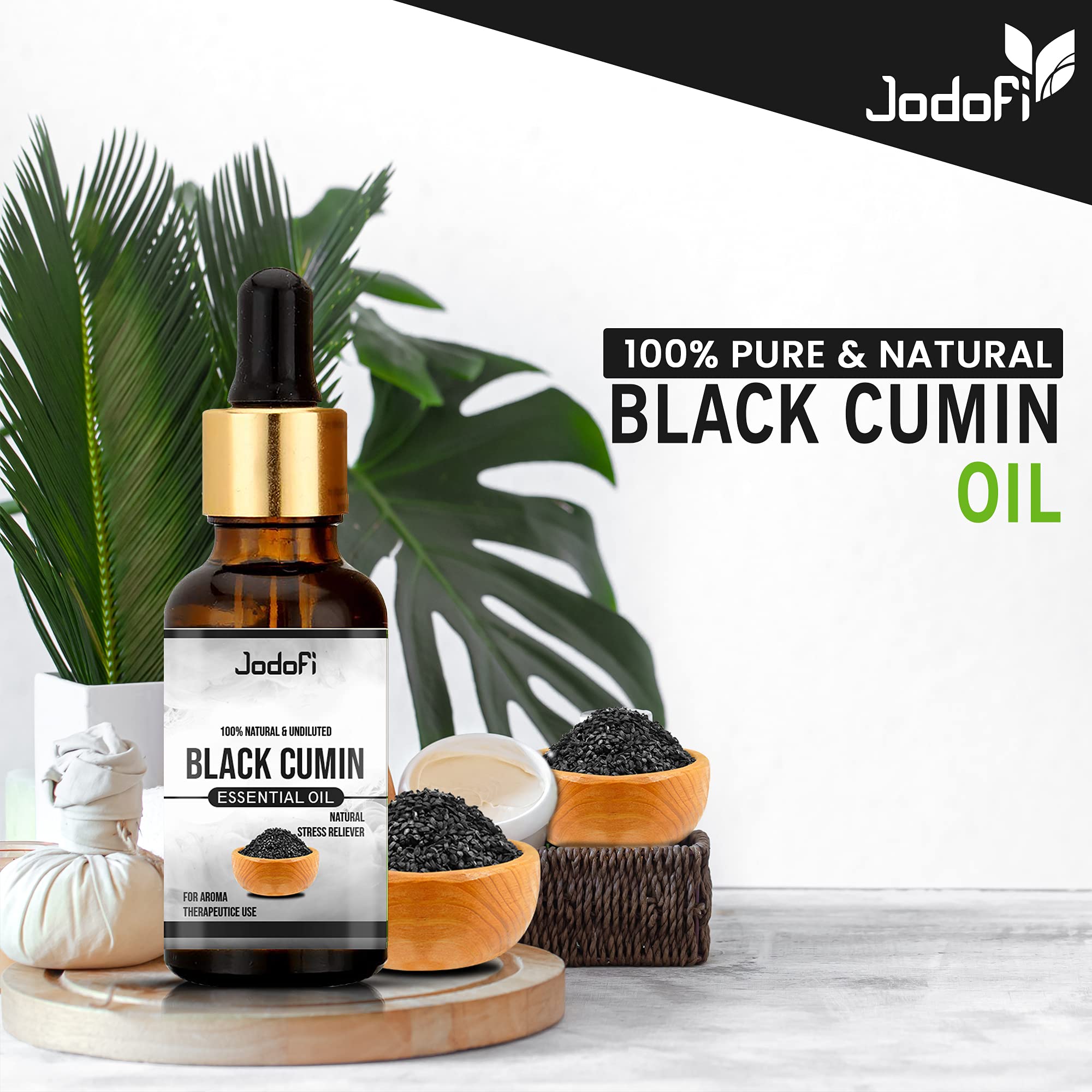 Jodofi Black Cumin Essential Oil (15ml) - 100% Pure & Natural Nigella Sativa Oil for Aromatherapy, Skin & Hair Care - Perfect for Massage, Diffusers & DIY Beauty Products