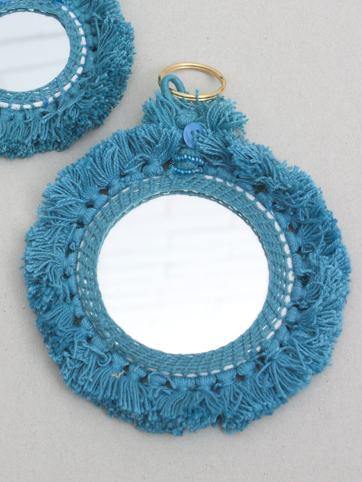 Elegant Tassel Mini Mirrors for Home Decor - Handmade Boho Wall Hanging Mirror with Beaded Fringe - Perfect for Bedroom, Bathroom, Vanity & Boho Chic Decor