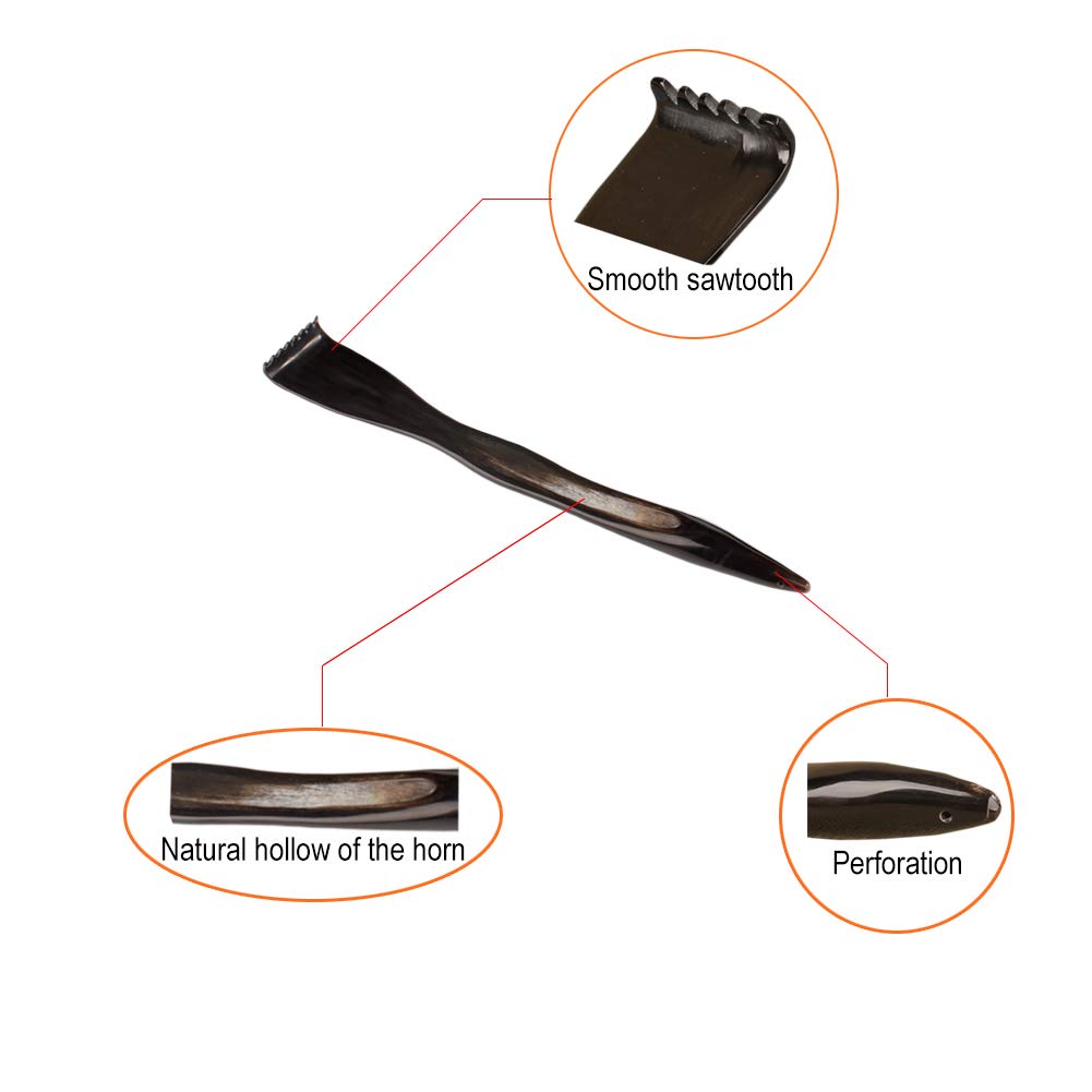 Natural Ox Horn Back Scratcher - Handheld Massage Tool for Itchy Skin Relief - Perfect for Men & Women - Use at Home, Office or Travel for Instant Comfort