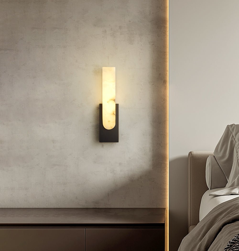 Agatha Alabaster Wall Lamp - Elegant White Stone Sconce Light Fixture for Bedroom, Living Room & Hallway Decor