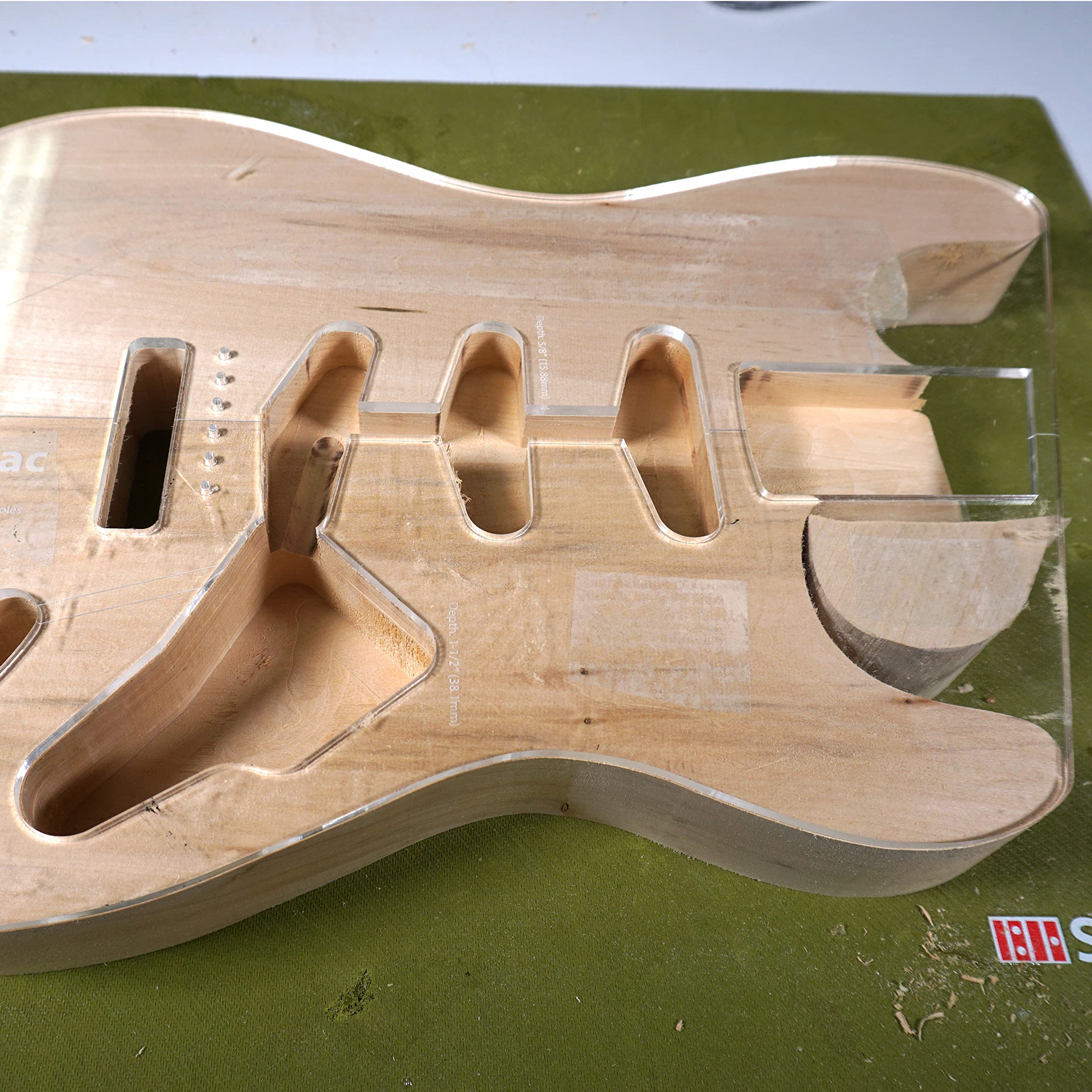 StewMac Routing Template for Vintage Stratocaster Guitar Body Set (2392) - Perfect for DIY Guitar Repair & Custom Builds