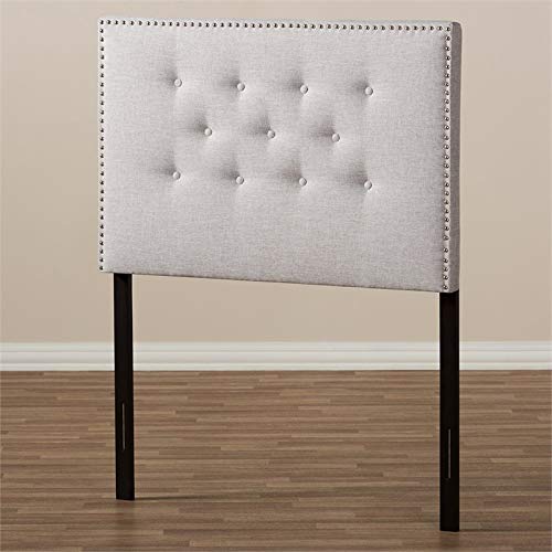 Baxton Studio Windsor Tufted Twin Panel Headboard - Grayish Beige Upholstered Bed Frame Headboard for Bedroom Decor | Perfect for Guest Rooms, Master Bedrooms & Apartment Living