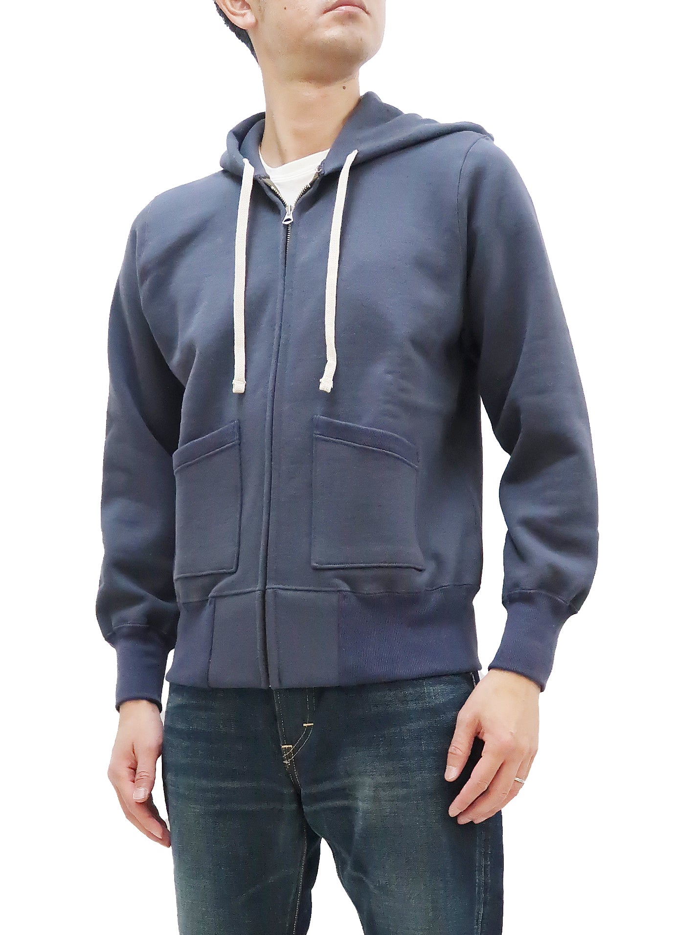 Vintage Inspired Men's Plain Zip Up Hoodie - TOYS McCOY Solid Zip Hooded Sweatshirt TMC2468 in Faded Bluish Gray | Casual Wear, Street Style & Everyday Comfort