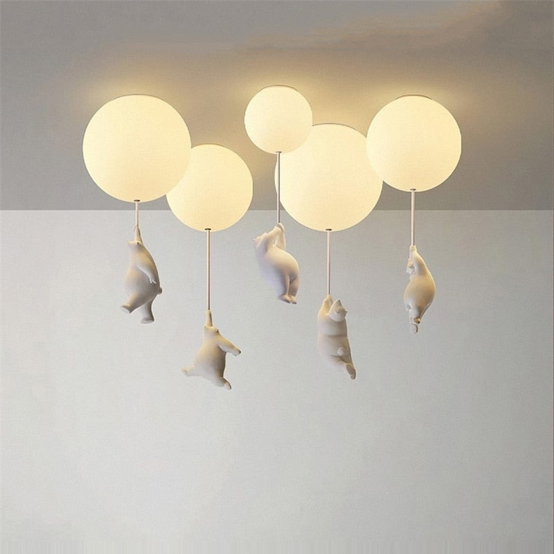 Kids Teddy Bears Holding Balloons Ceiling Light - Adorable Nursery Decor for Baby & Toddler Rooms | Perfect for Bedroom, Playroom & Birthday Party Decorations