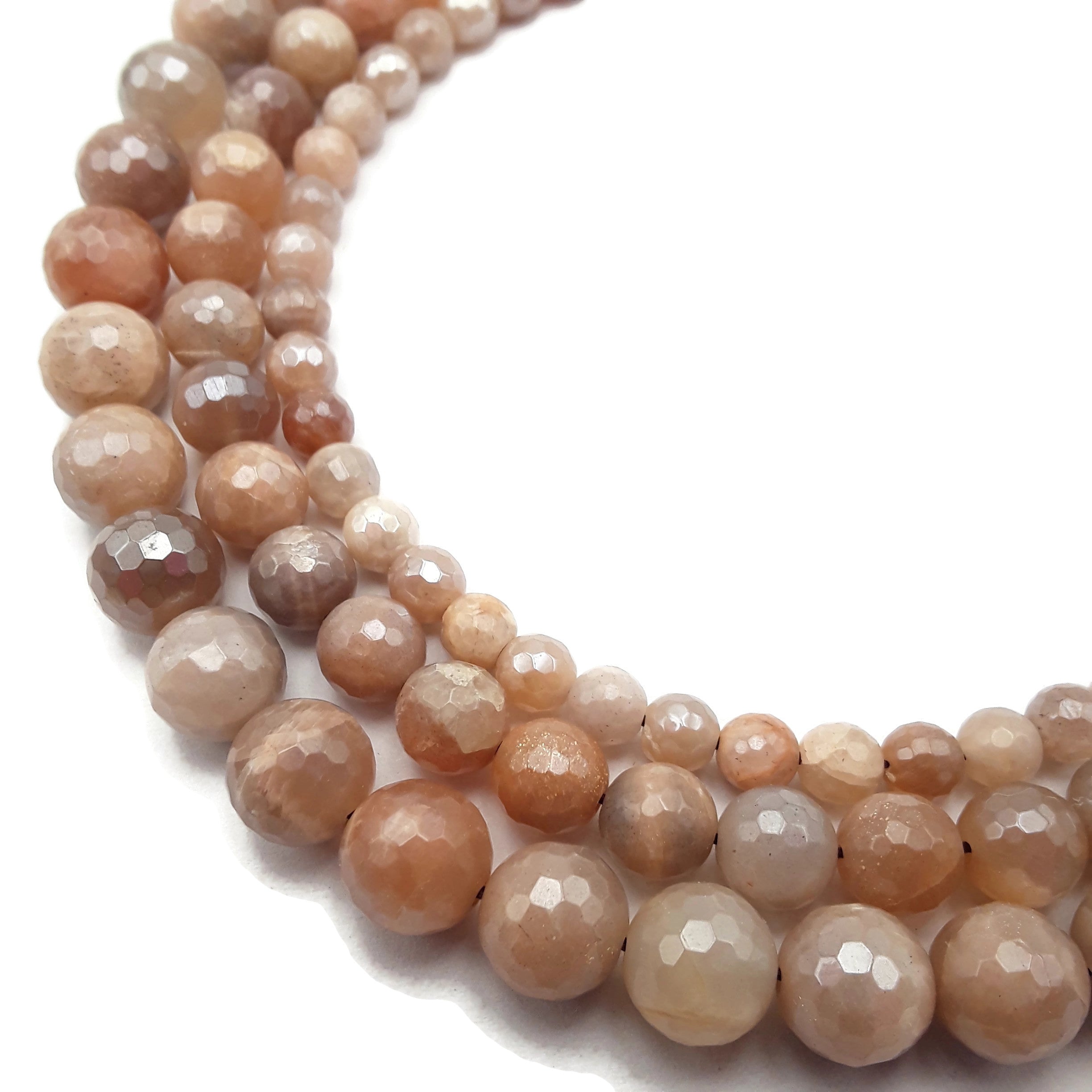 Premium Coated Peach Moonstone Faceted Round Beads - 6mm, 8mm, 10mm for Jewelry Making, DIY Crafts & Healing Crystal Bracelets | Perfect for Beading, Wire Wrapping & Spiritual Gifts