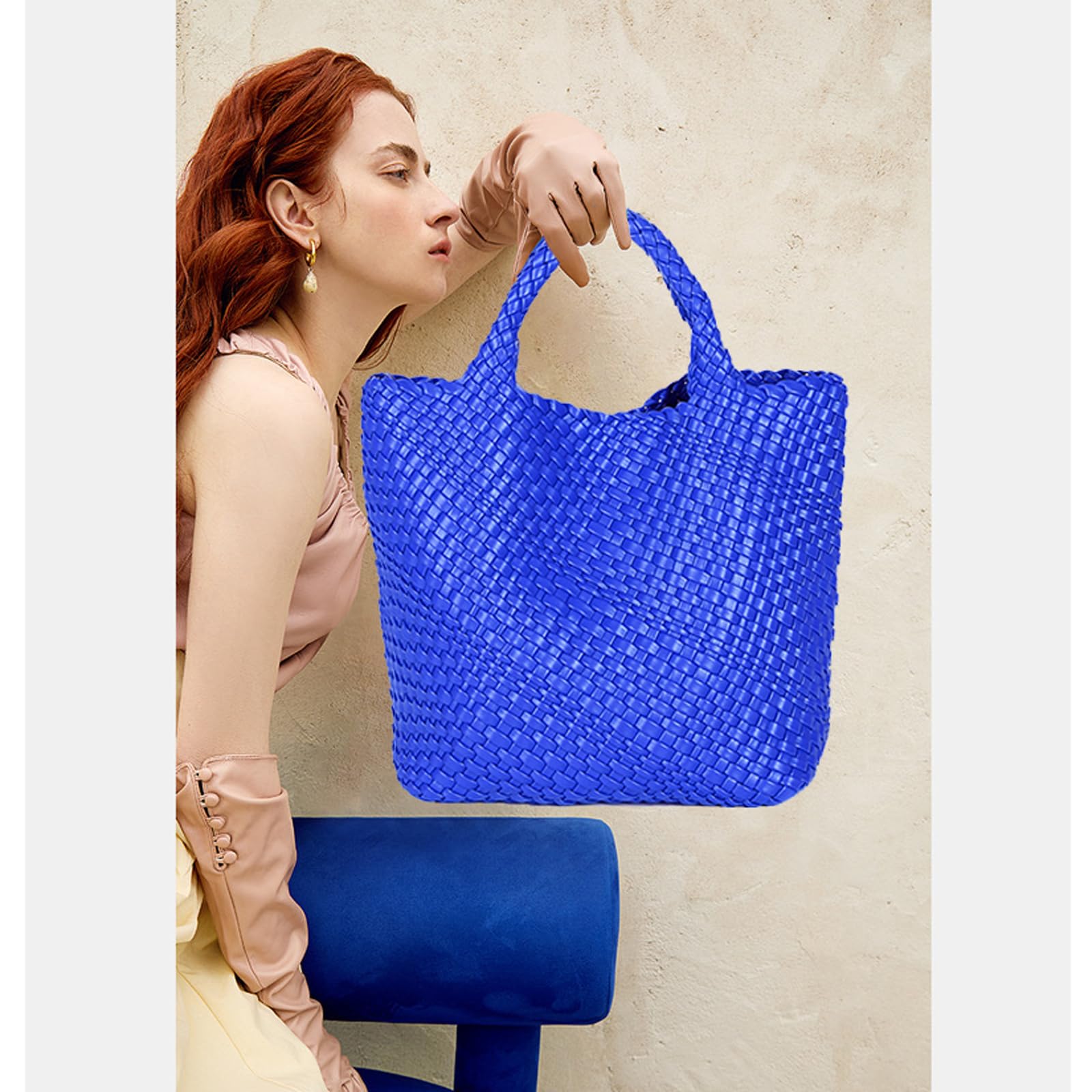 JINMANXUE Women's Fashion Woven Tote Bag - Large Capacity Shopper Bag for Travel, Work & Daily Use | Stylish Shoulder Purse for Women | Perfect for Beach, Shopping & Office Commute