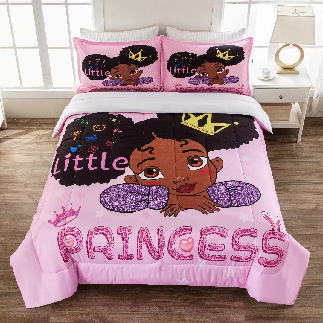 Black Girl Magic Comforter Set Full - Afro Melanin Bedding for African American Girls, Cute Black Girl Bedroom Decor - Perfect for Princess Themed Rooms & Teen Girls' Bedroom Makeovers