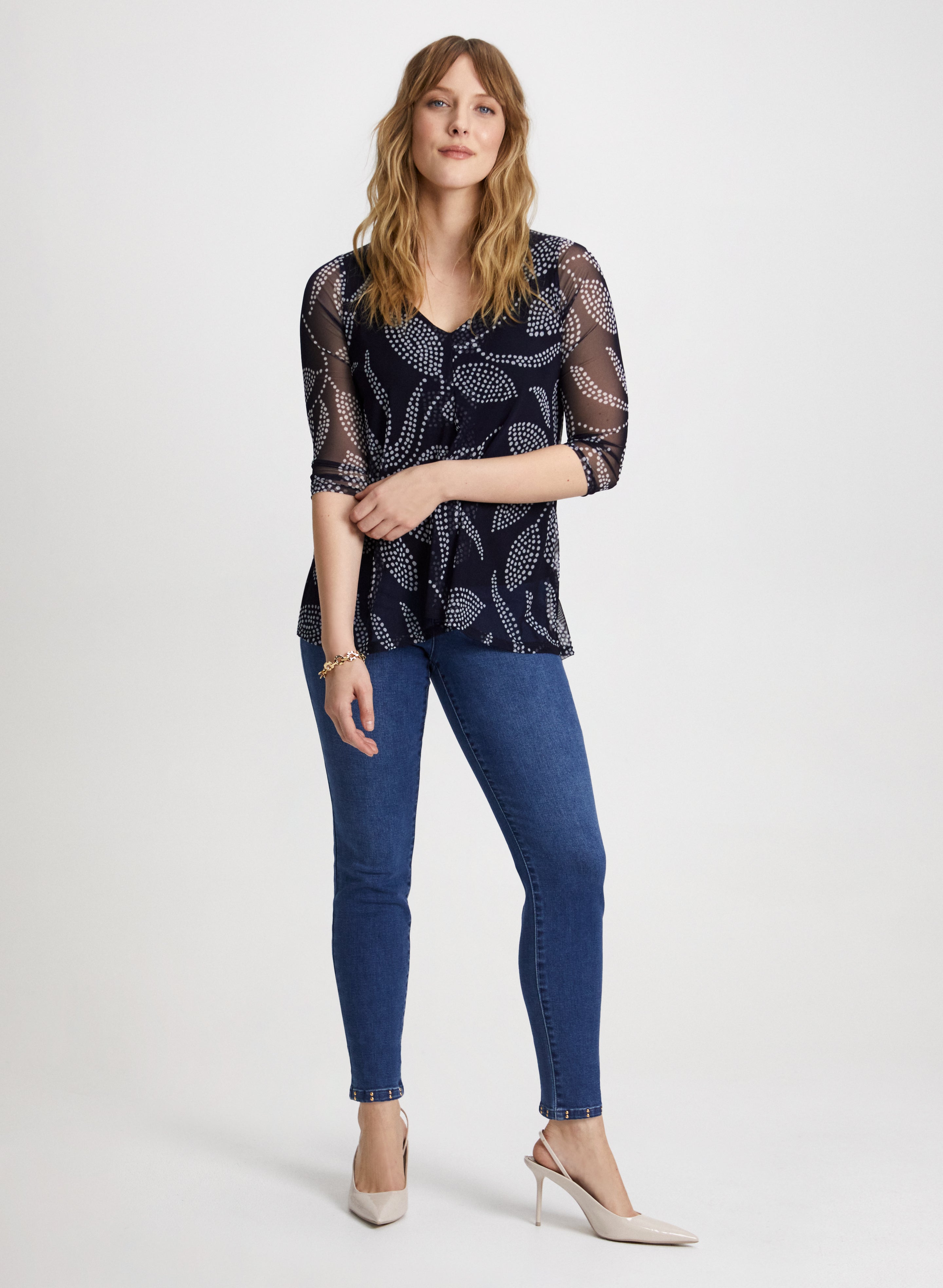 Floral Print Blouse & Skinny Jeans Set for Women - Trendy Outfit for Casual Wear, Date Night, and Office Style