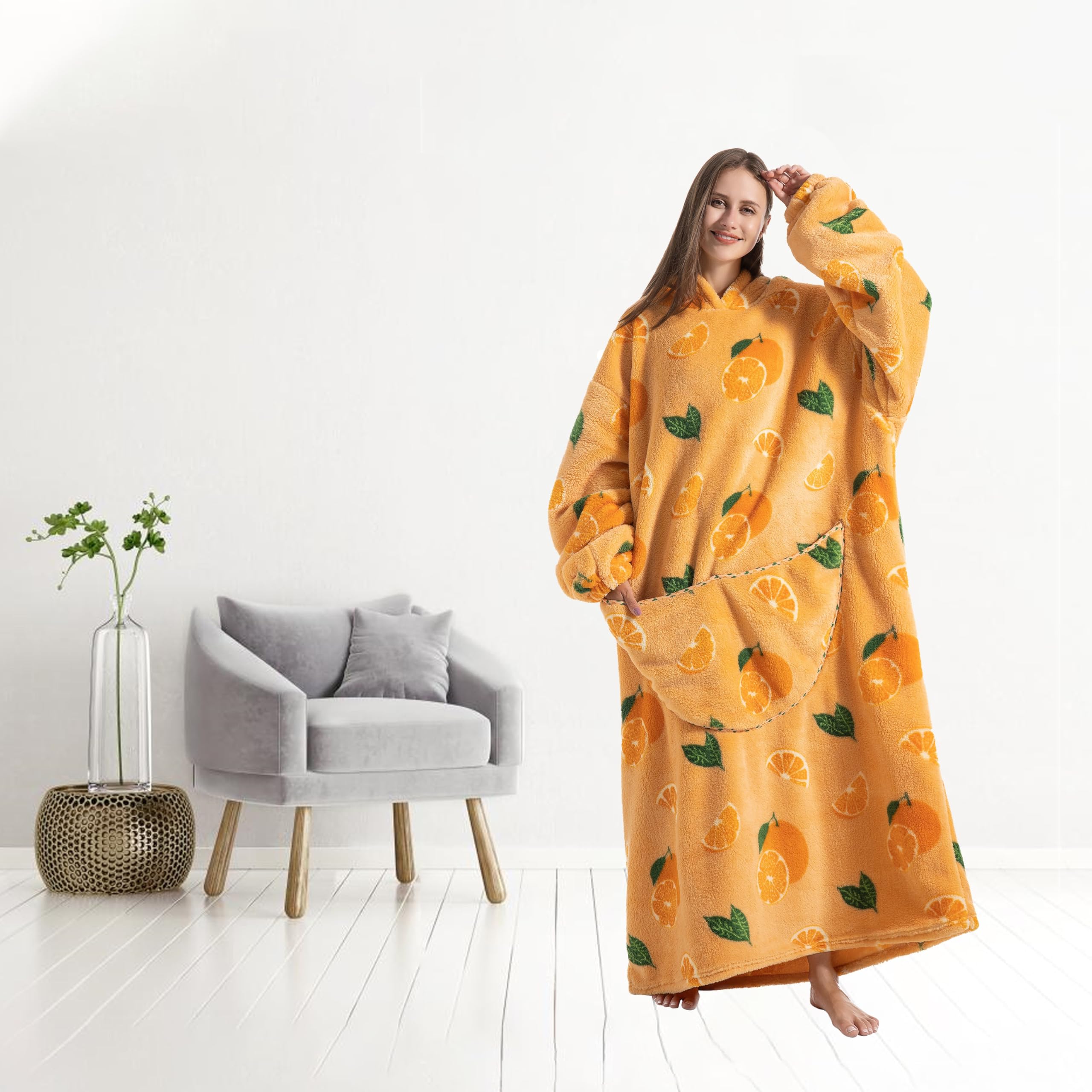 Oversized Blanket Hoodie for Women - Extra Long Wearable Fleece Hooded Blanket with Pockets | Cozy Lounge Wear for Home, Camping & Outdoor Activities