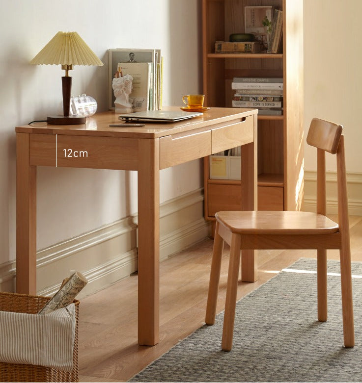Solid Beech Wood Computer Desk for Home Office - Ergonomic Study Desk with Ample Workspace for Writing, Working & Remote Learning