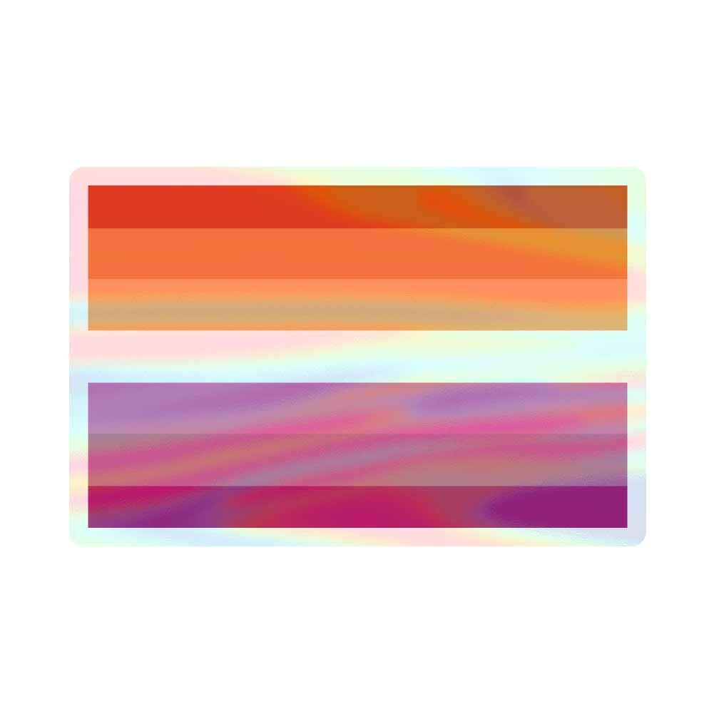 Rainbow Lesbian Pride Flag - 3 Inch Holographic Vinyl Decal for Cars, Laptops, Windows | Waterproof LGBTQ+ Sticker for Indoor & Outdoor Decor | Perfect for Pride Month, LGBTQ Support & Personal Expression
