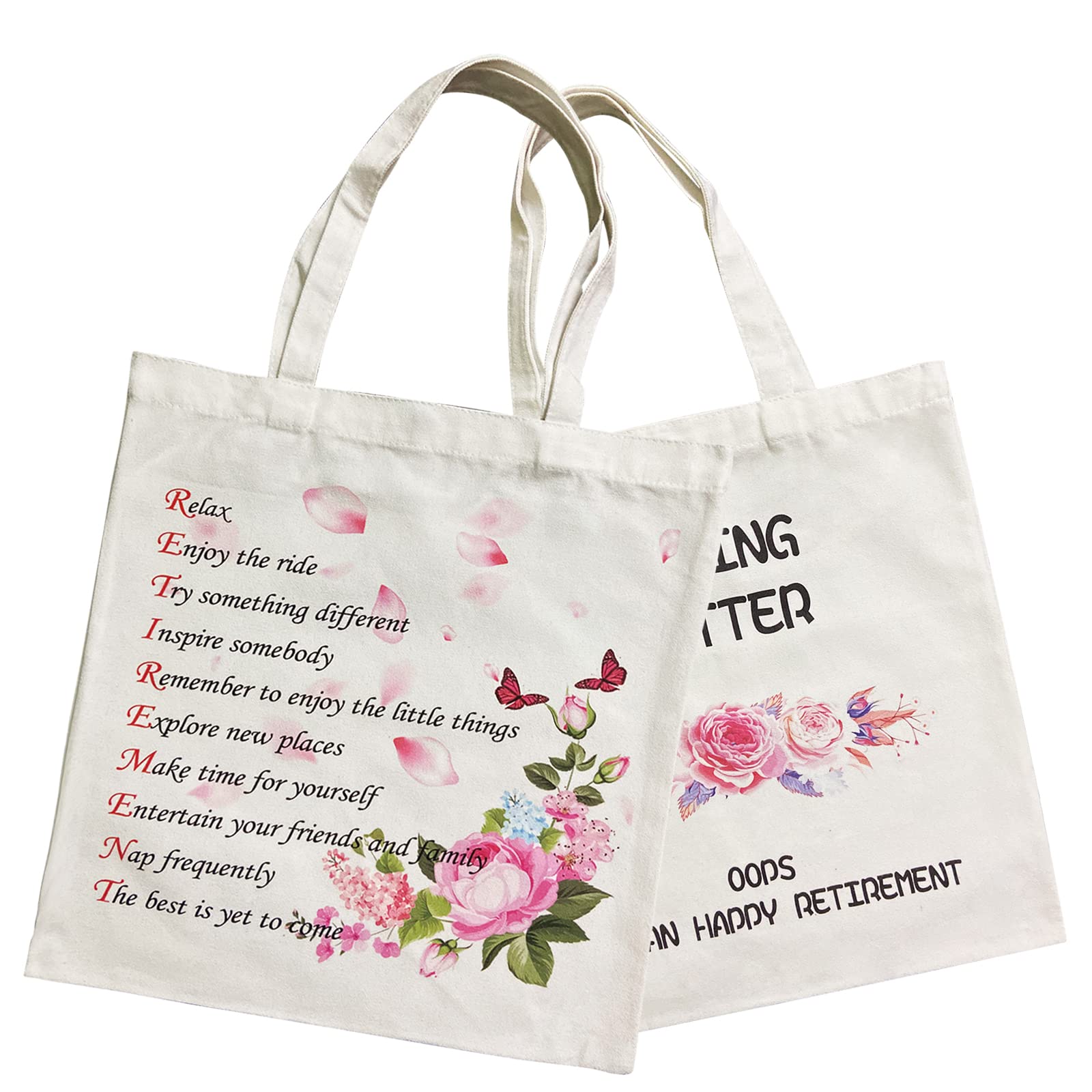 Funny Retirement Gifts for Women - 2 Side Printed Canvas Tote Bag, Unique Retiree Shoulder Bag for Best Friend, Mother, Sister - Perfect for Travel, Shopping & Daily Use