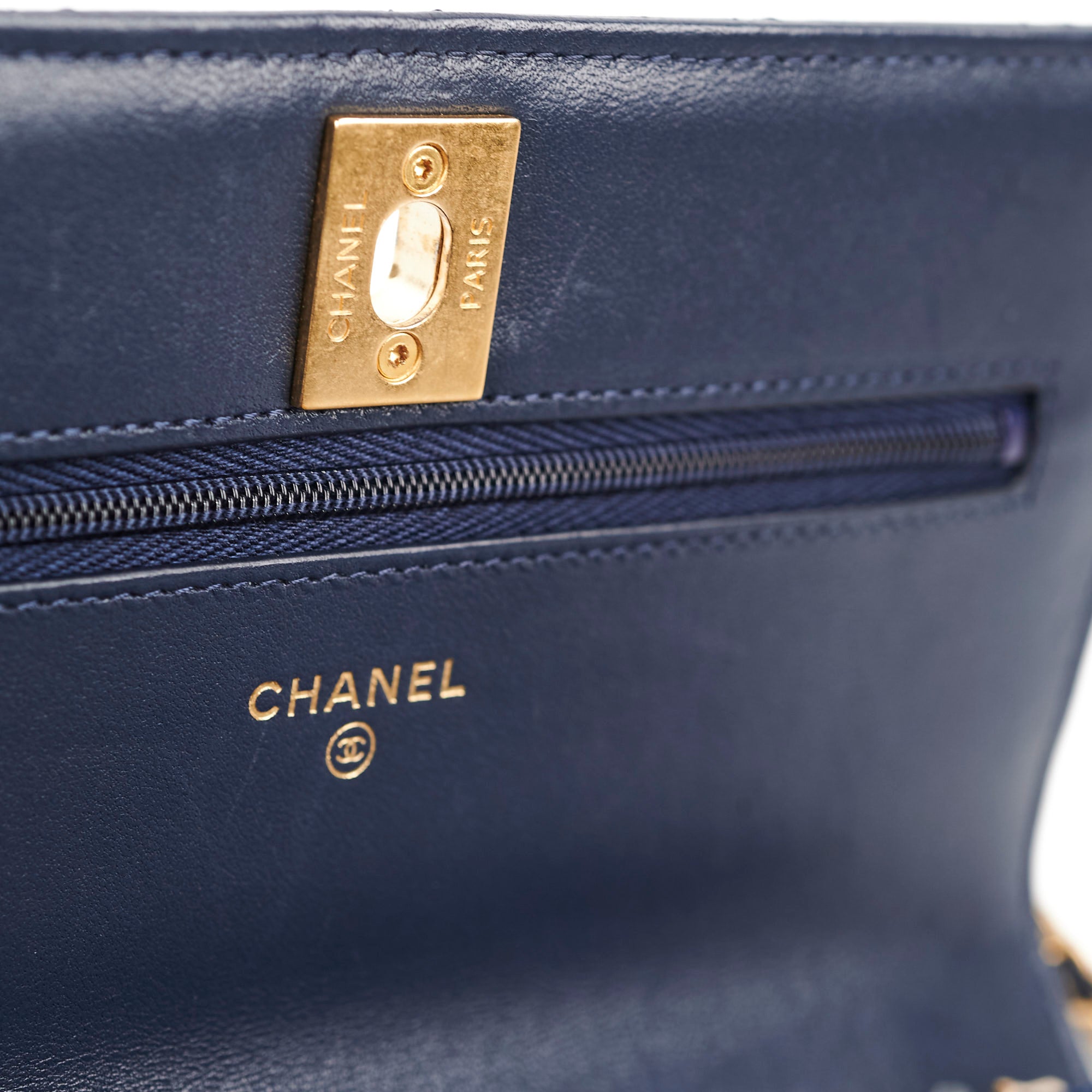 Chanel Seasonal Wallet On Chain Lambskin Navy Microchipped - Luxury Crossbody Bag for Women, Perfect for Parties, Date Nights & Special Occasions