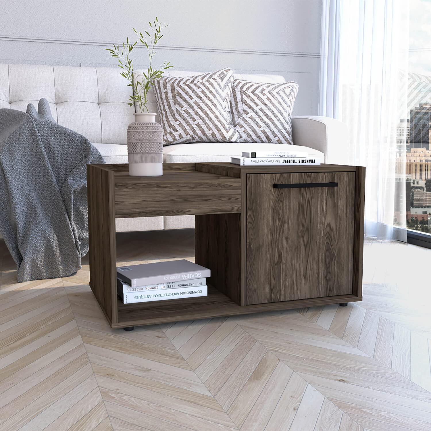 TUHOME Lyon Coffee Table - Brown Engineered Wood - Modern Living Room Center Table for Home Decor & Entertainment