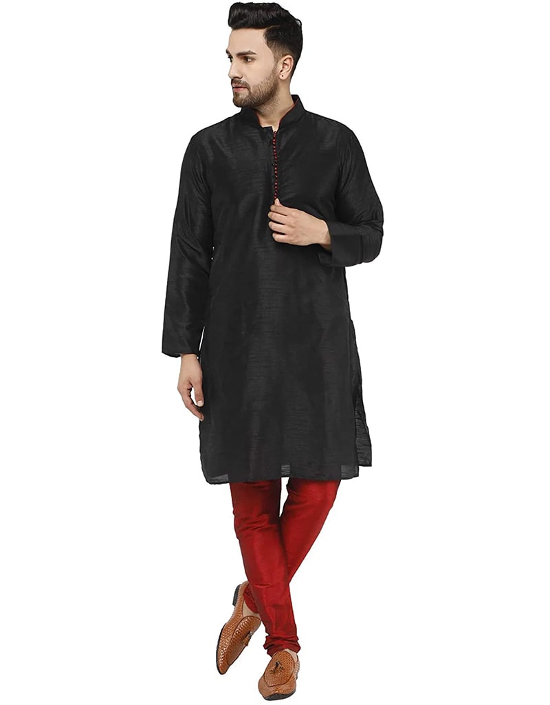 Black Kurta Dhupion Silk Chudidaar - Elegant Traditional Indian Outfit for Women | Perfect for Festivals, Weddings & Special Occasions