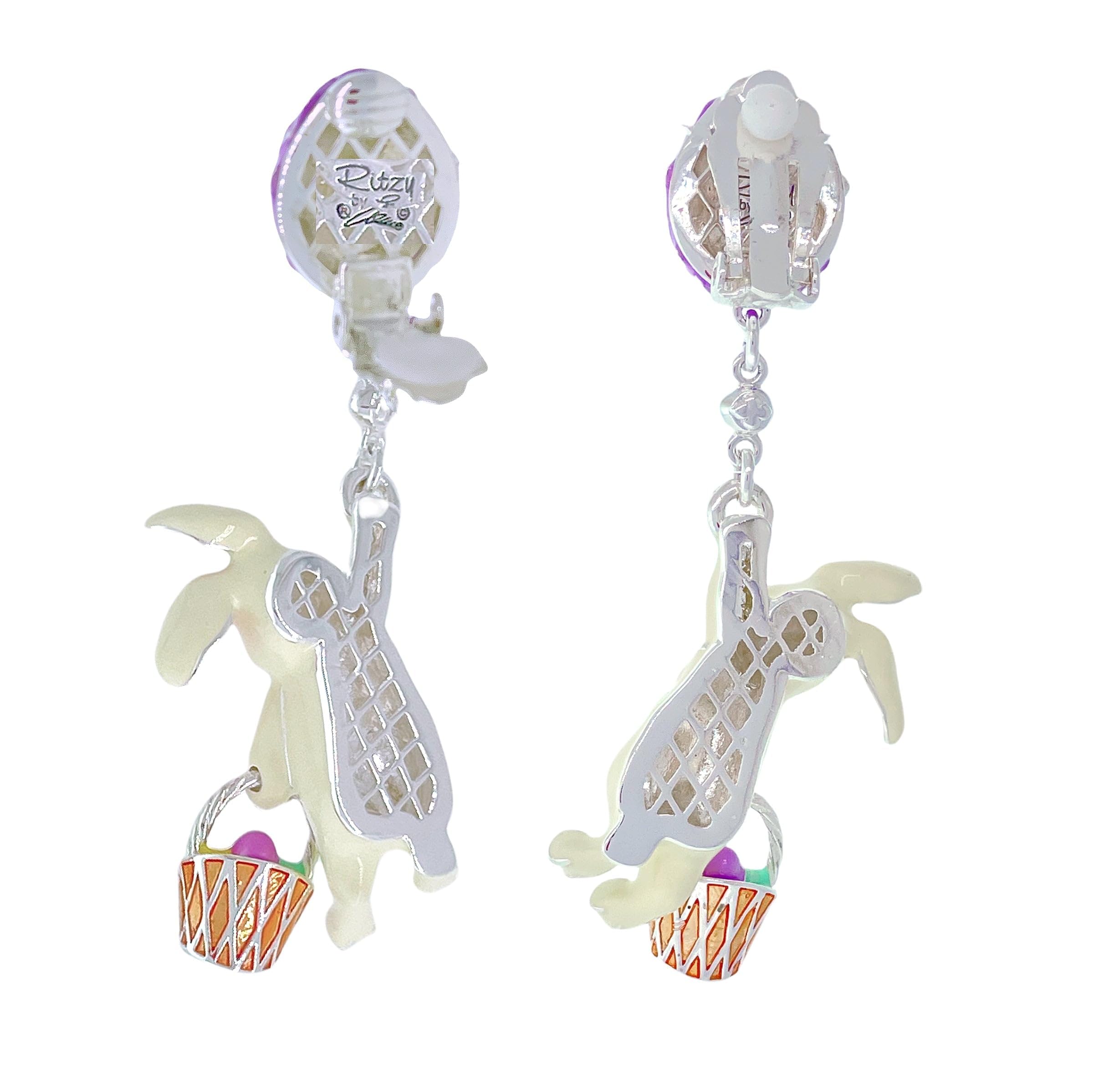 Elegant Silver Plated Bunny & Egg Drop Earrings for Women - Adorable Easter Jewelry Gift - Perfect for Easter Parties, Spring Outfits & Holiday Celebrations