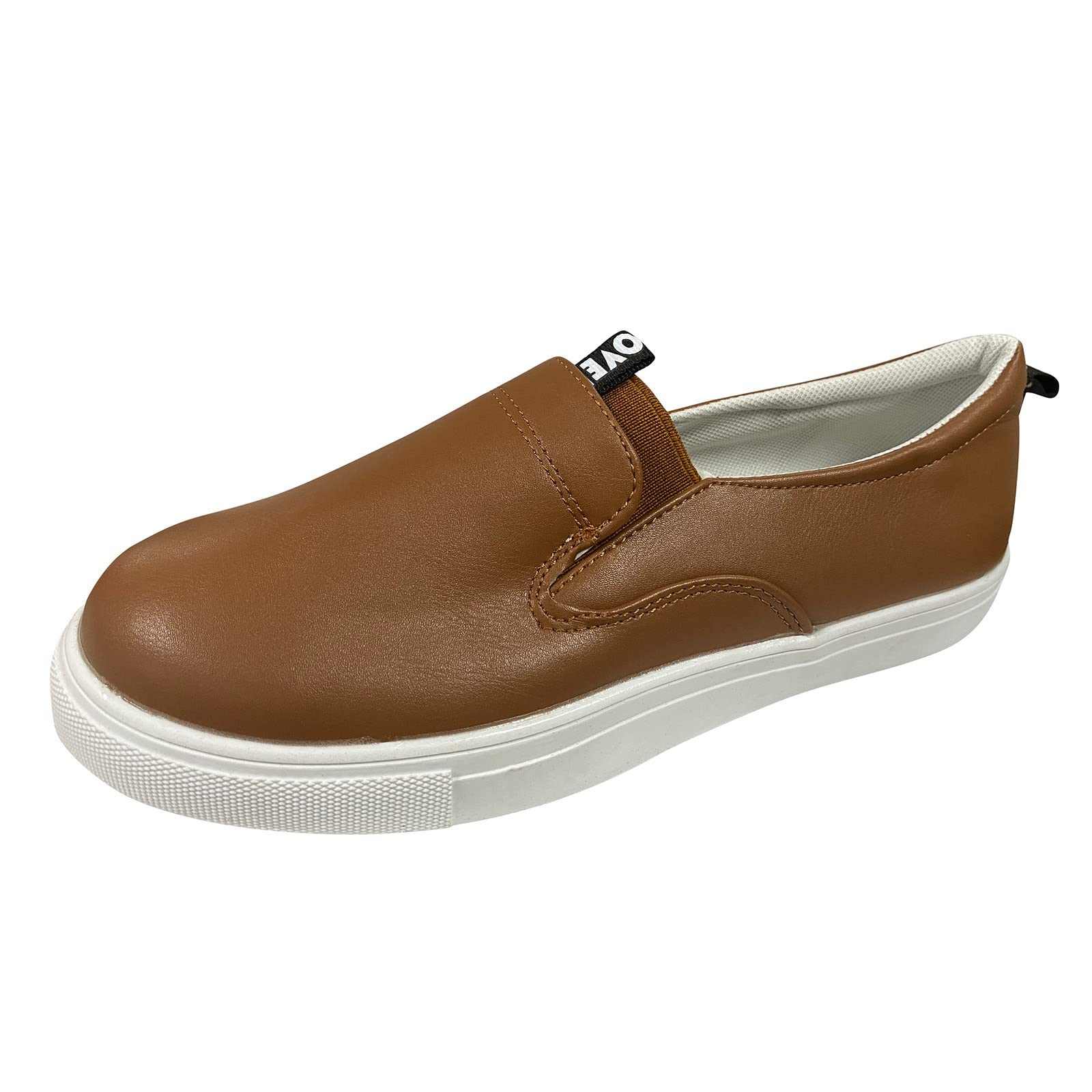 Women's Casual Leather Flat Shoes - Comfortable Solid Color Fashion Sneakers for Everyday Wear | Perfect for Walking, Work & Travel