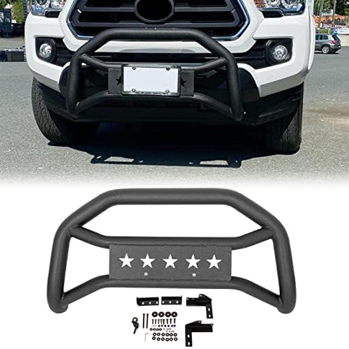 ECOTRIC Heavy Duty Front Bull Bar for 2005-2023 Toyota Tacoma - Black Textured Powder Coated Steel Bumper Brush Guard | Off-Road Protection & Enhanced Truck Styling