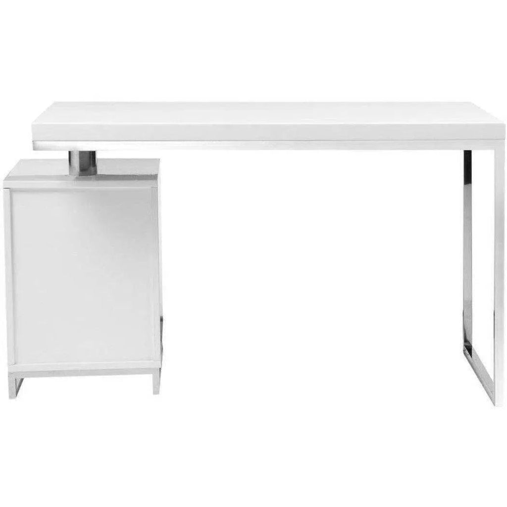 51 Inch White Modern Executive Desk - Home Office & Business Workstation for Professionals & Remote Workers